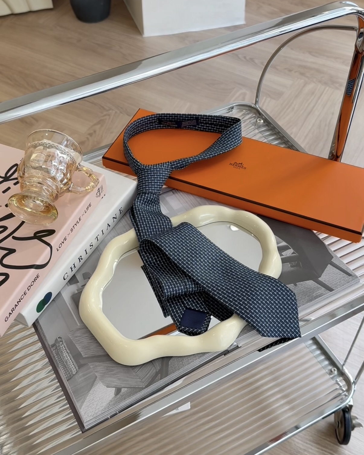 HERMES｜小H領帶 藍色