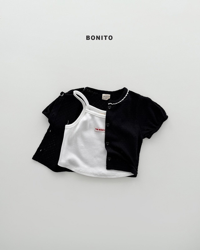 正韓夏Bonito 嫩嬰/小童三色甜美滾邊愛心扣上衣