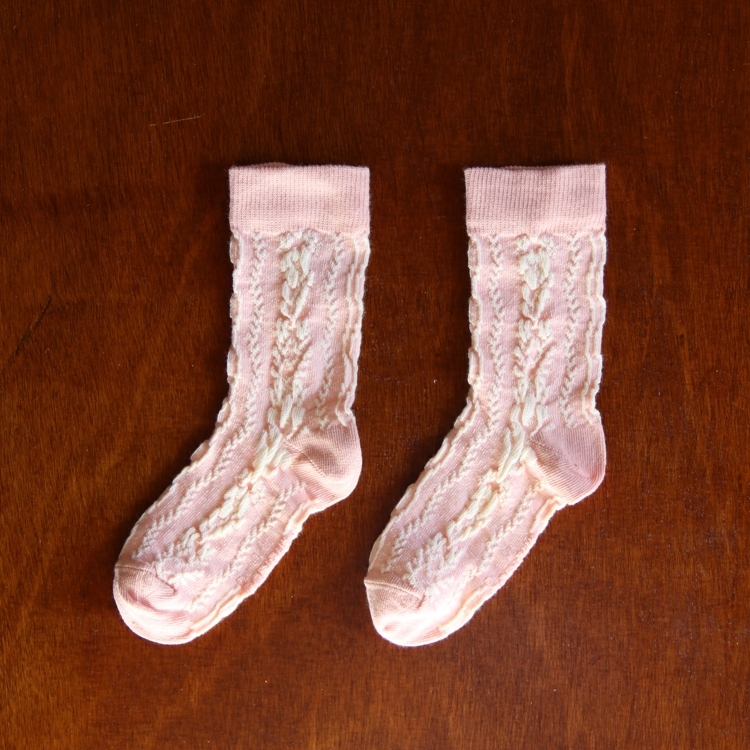 BONJOUR DIARY 雙色麻花紋襪 Twist socks - Pink