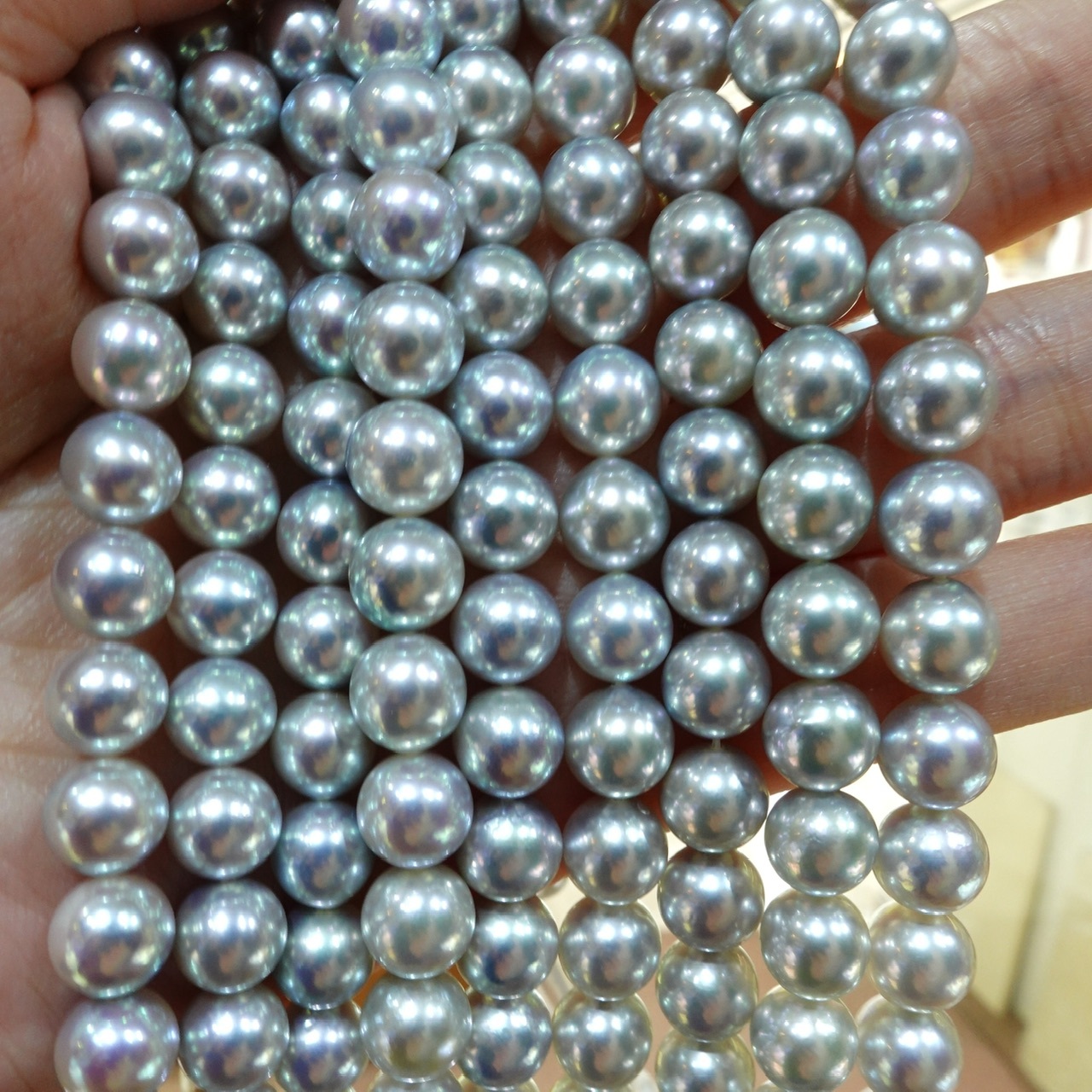 極光Blue Rose -7-8mm天然銀藍色色日本Akoya珍珠鍊 (配真科研證書)