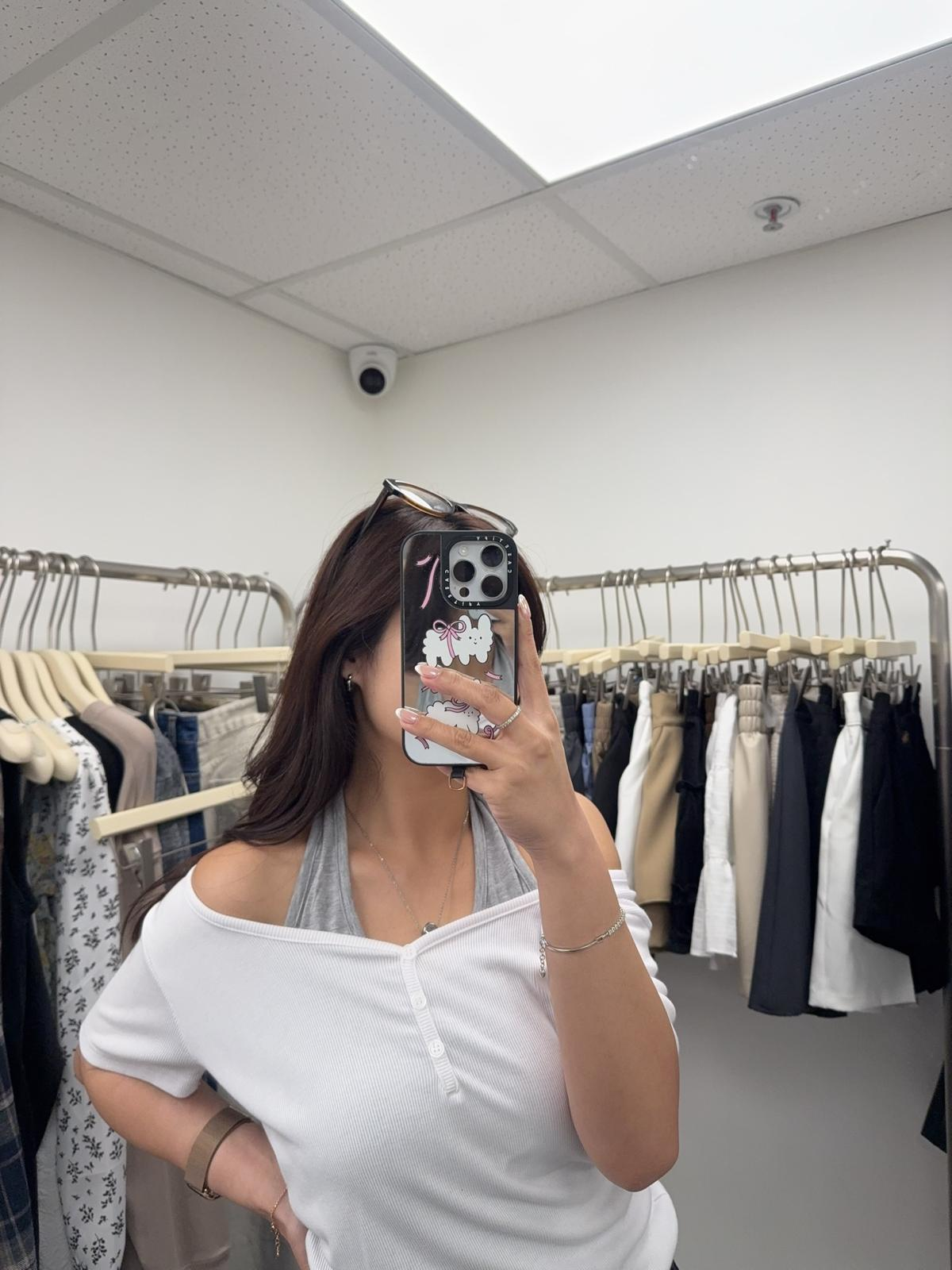 假兩件掛頸上衣(白色)