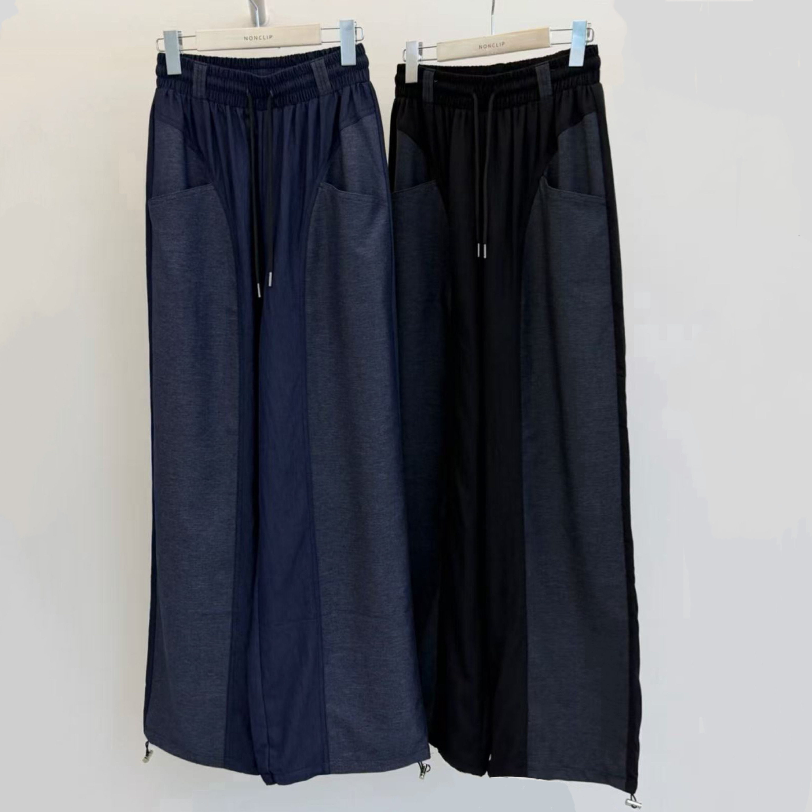 【Non-Clip】天絲牛仔拼西裝布闊褲 (A60-A63)