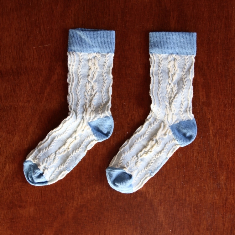 BONJOUR DIARY 雙色麻花紋襪 Twist socks - Blue