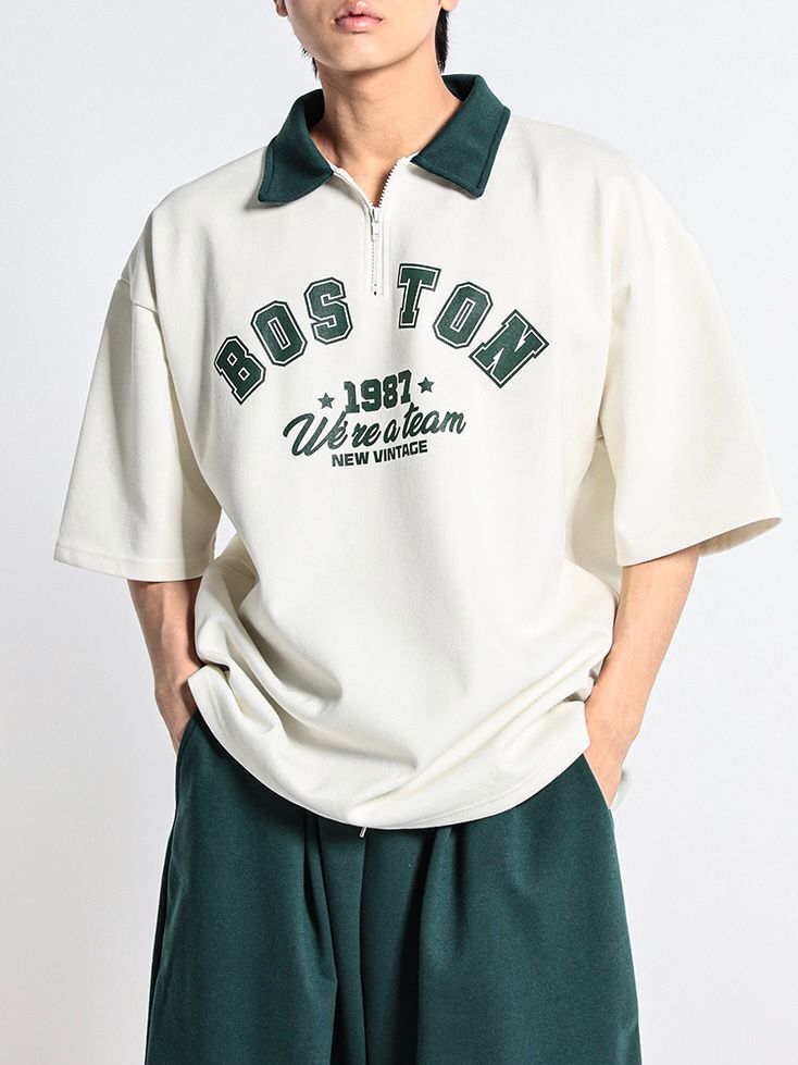 英文字短袖Polo Tee T5712