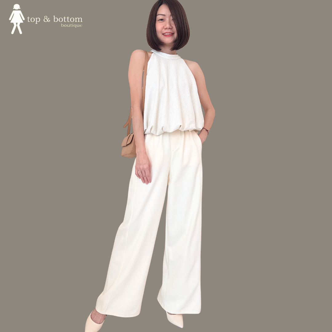 ELASTIC WAISTED CASUAL WIDE LEG PANT