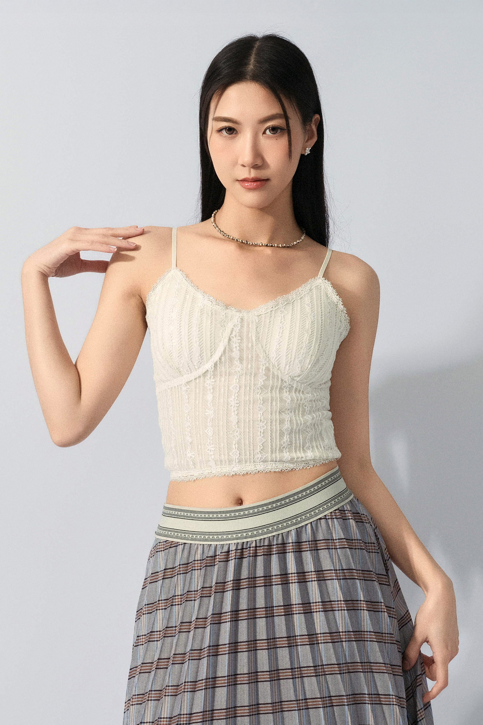 心心蝴蝶結直紋蕾絲bra top (預購產品）