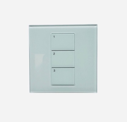 路創 HQWT-S-P3W-CWH QS 裝置：HOMEWORKS QS PALLADIOM 鍵盤 透明白玻璃