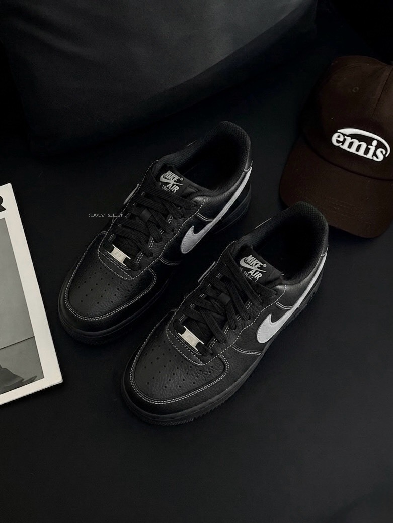 女尺寸｜NIKE AIR FORCE 1 LV8 GS 黑灰色 暗夜黑魂 車縫線 大童鞋
