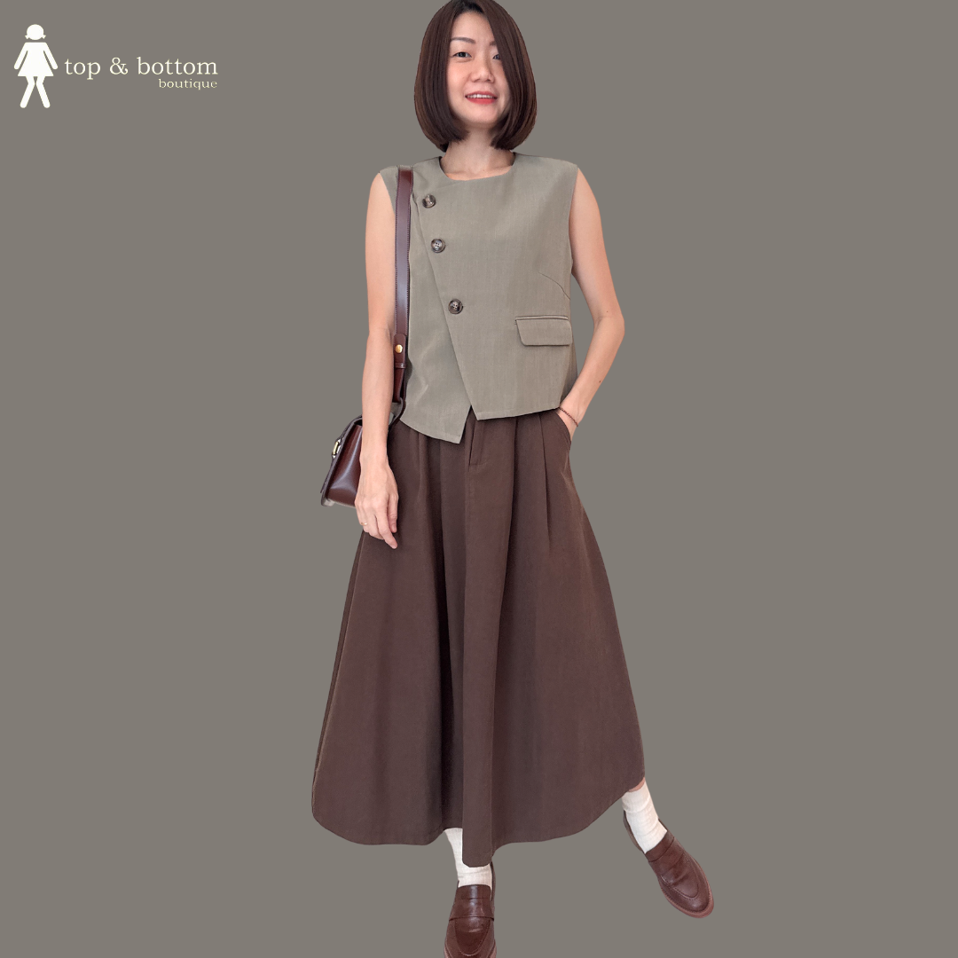 HIGH WAISTED COTTON MIDI SKIRT