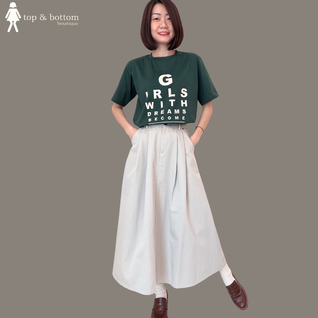 HIGH WAISTED COTTON MIDI SKIRT