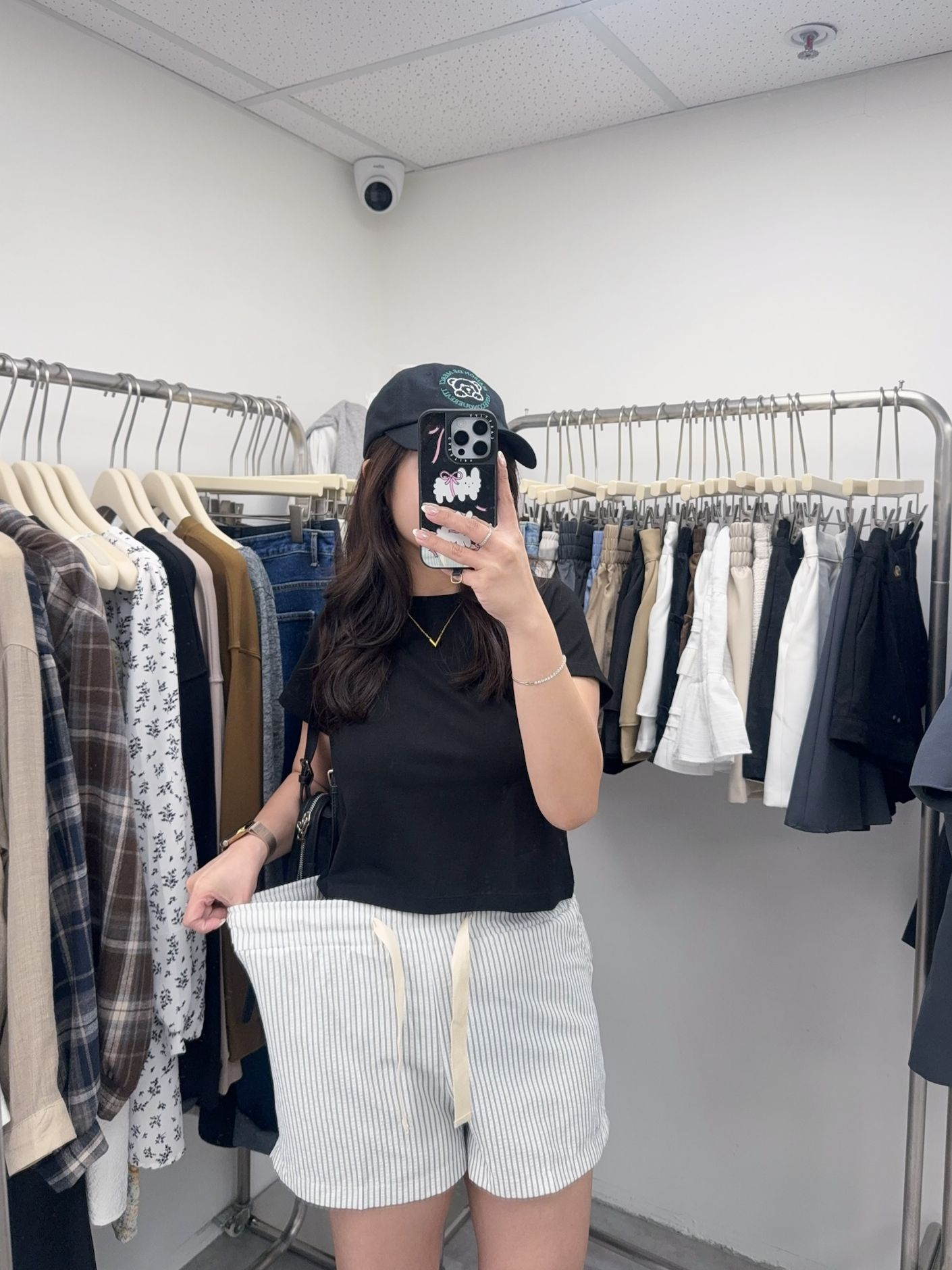 直條紋綁帶短褲