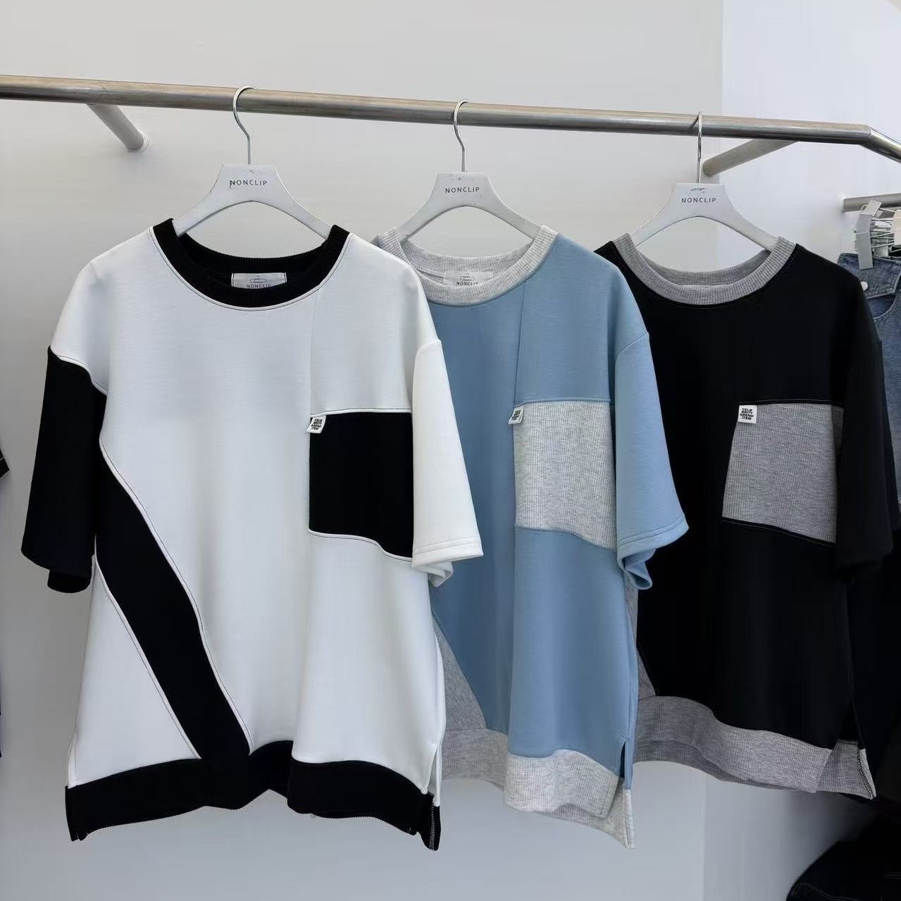 【Non-Clip】斜拼太空棉短袖衛衣 (A23-A25)