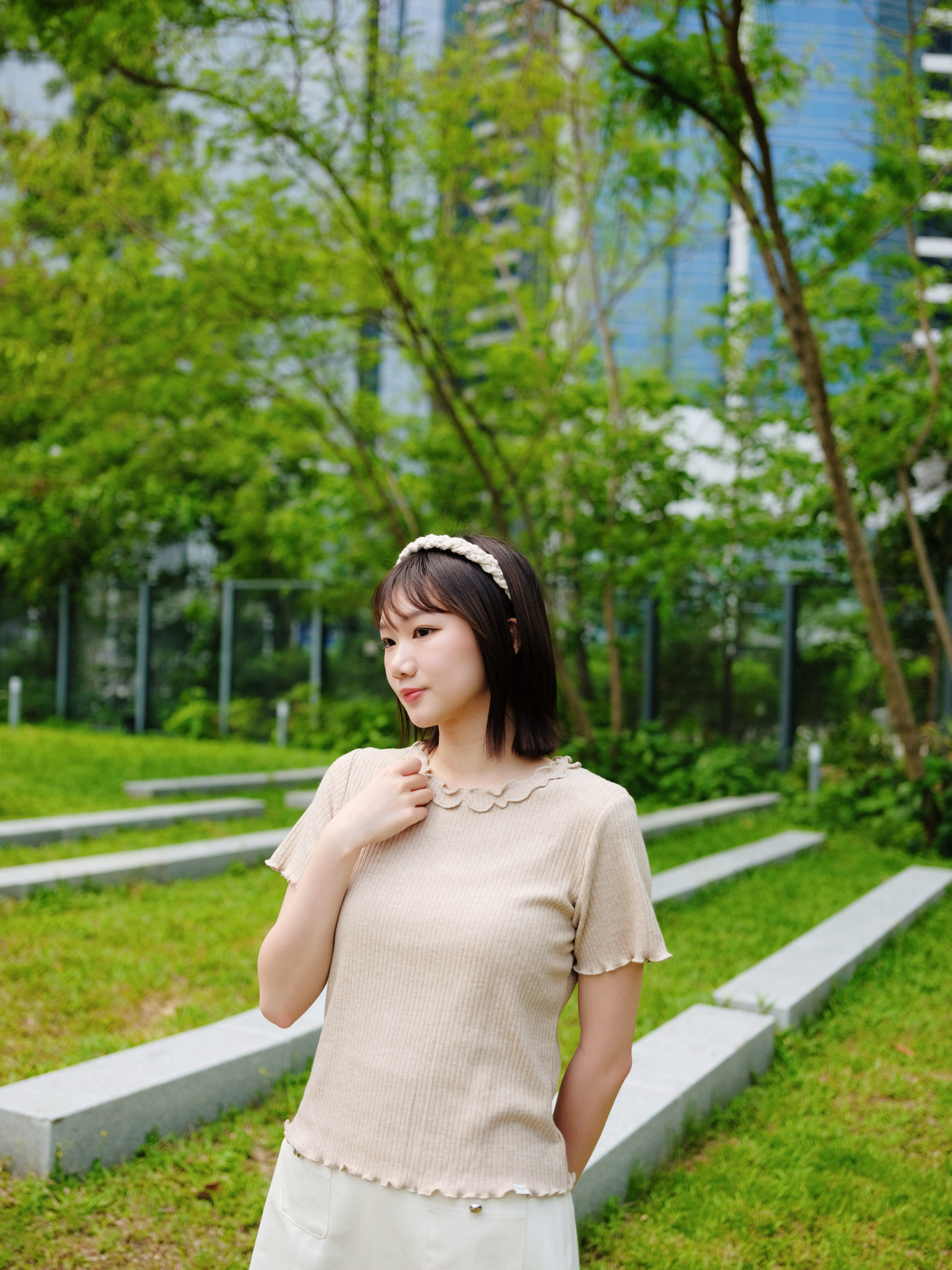 【新色加入！】五色 / 柔軟坑紋雙滾邊短袖上衣 / Extra Soft Scalloped Edge Knit Short Sleeve Top