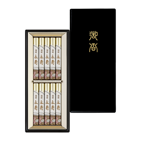 [日本香堂] 線香　伽羅永寿　塗箱短10入