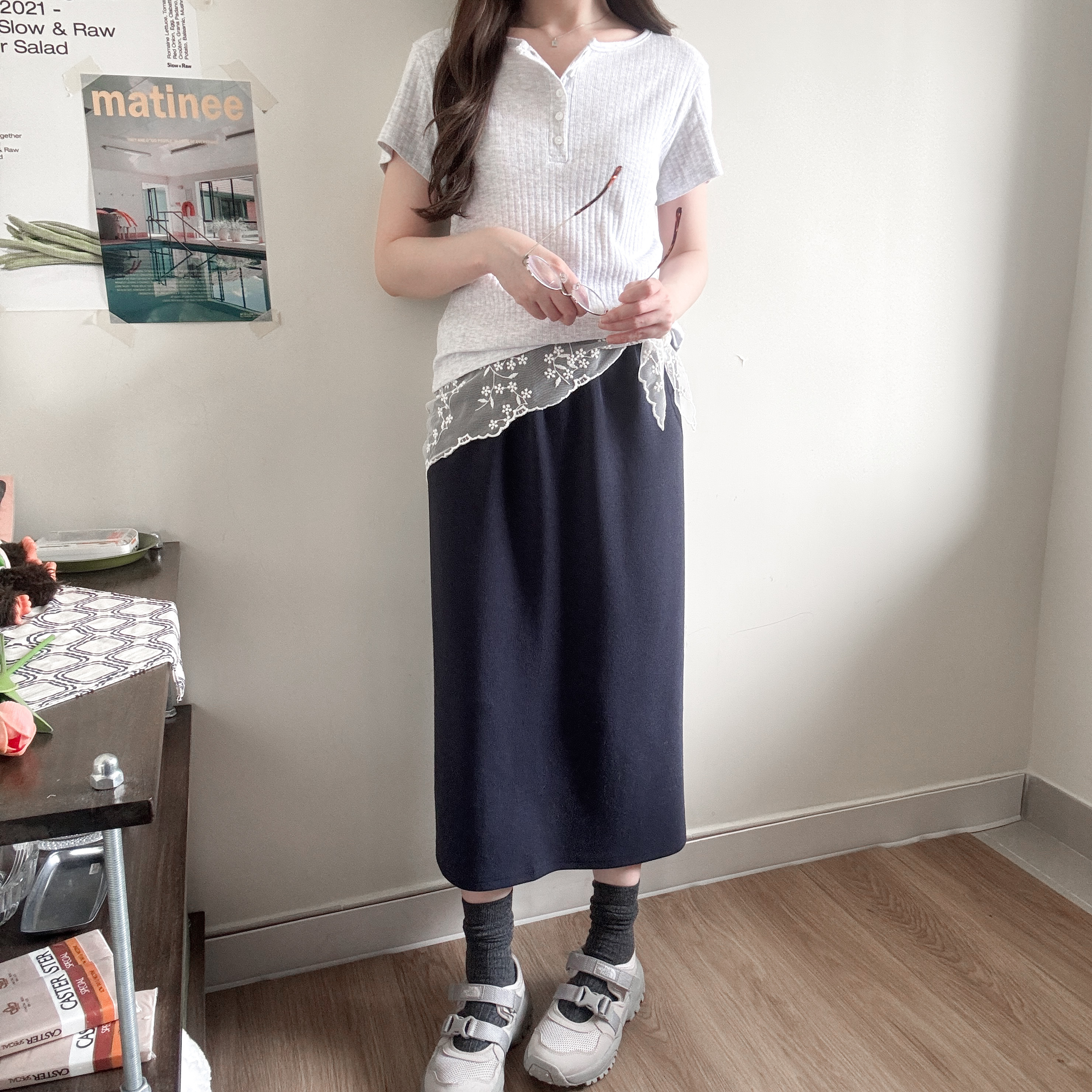 棉質休閑直身裙