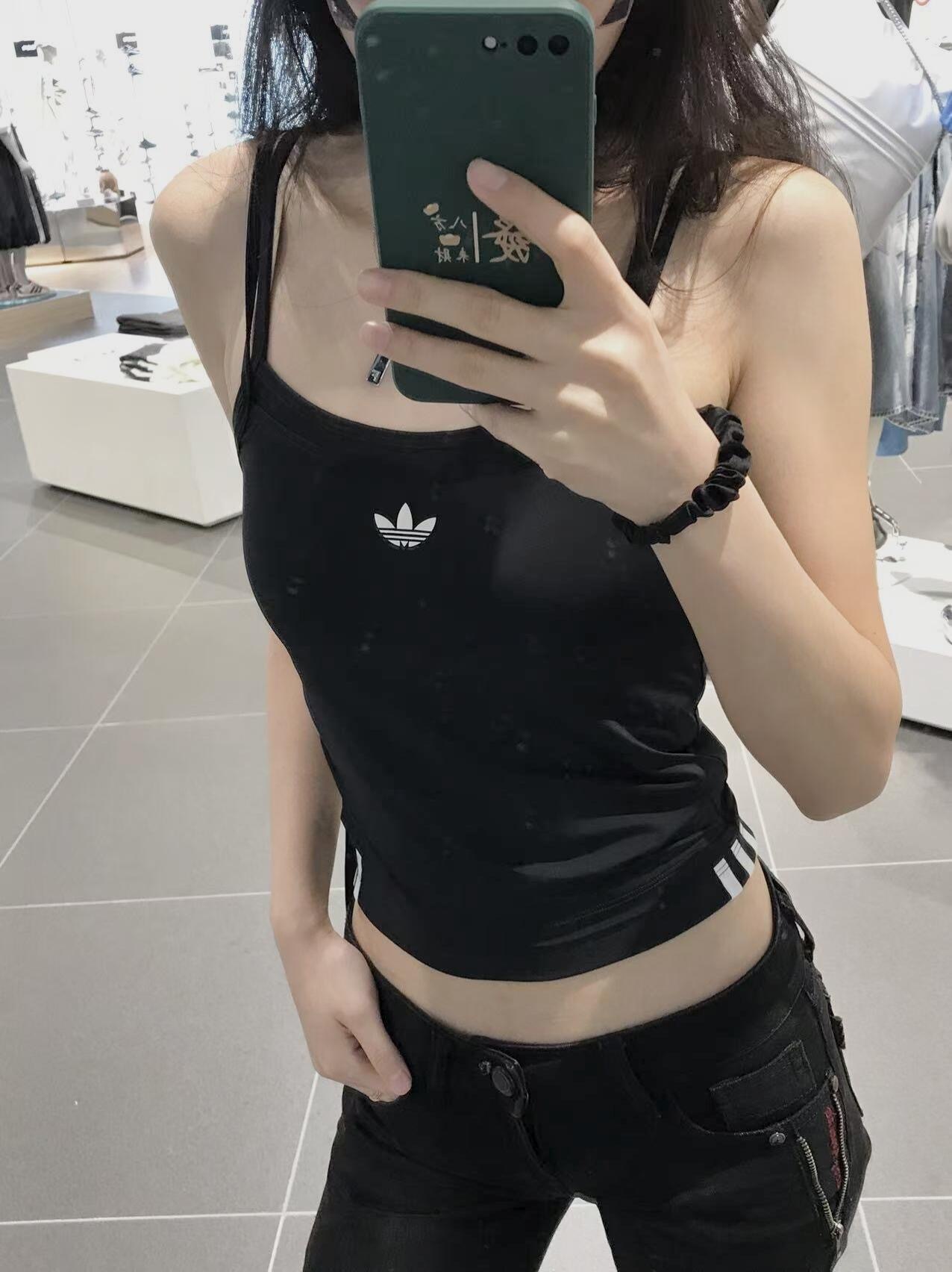 【預購】Adidas 細肩帶 抽繩 修身顯瘦 假兩件 雙層背心 KW4524 KW4525