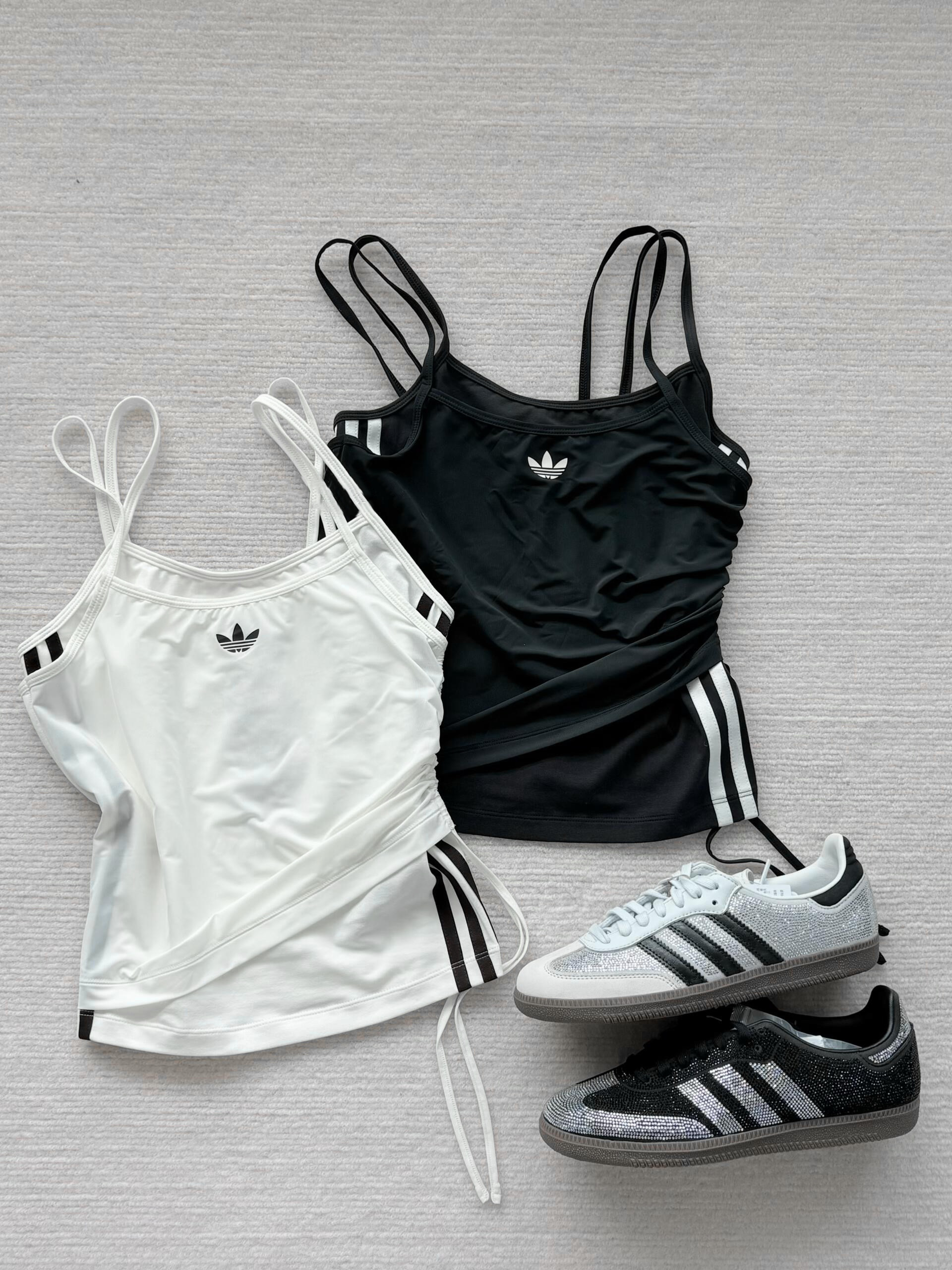 【預購】Adidas 細肩帶 抽繩 修身顯瘦 假兩件 雙層背心 KW4524 KW4525