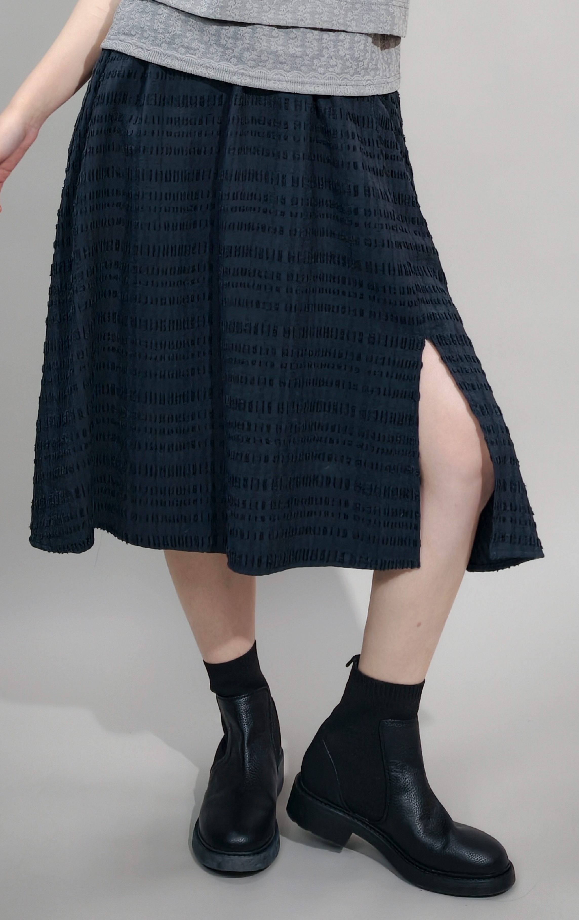 Textured Ruched Waistband Skirt SK0283