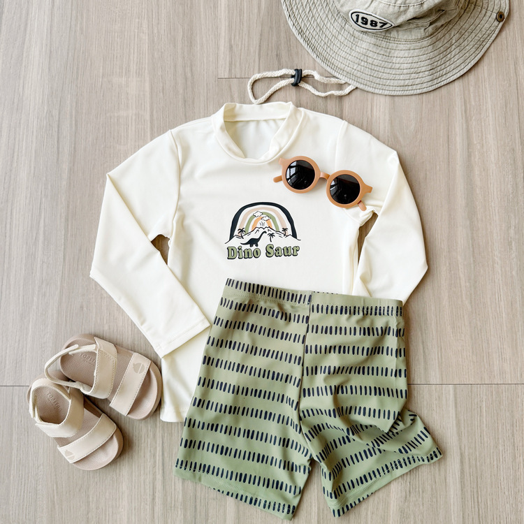 恐龍長袖套裝泳衣