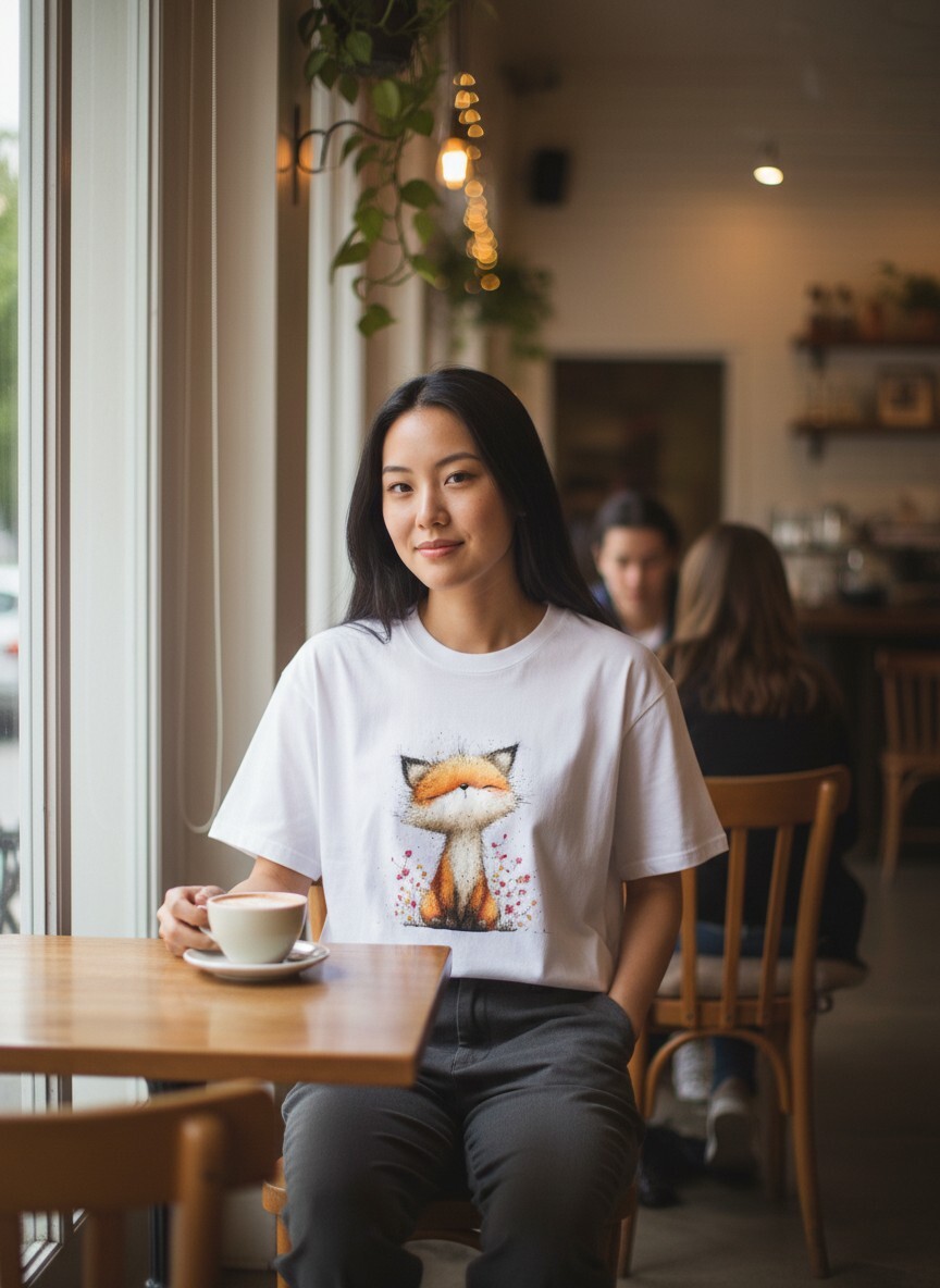 療癒系小狐狸T恤｜厭世可愛風・純棉寬鬆版型