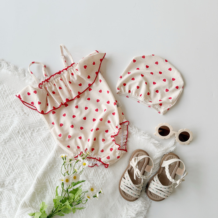 吊帶愛心連身泳衣