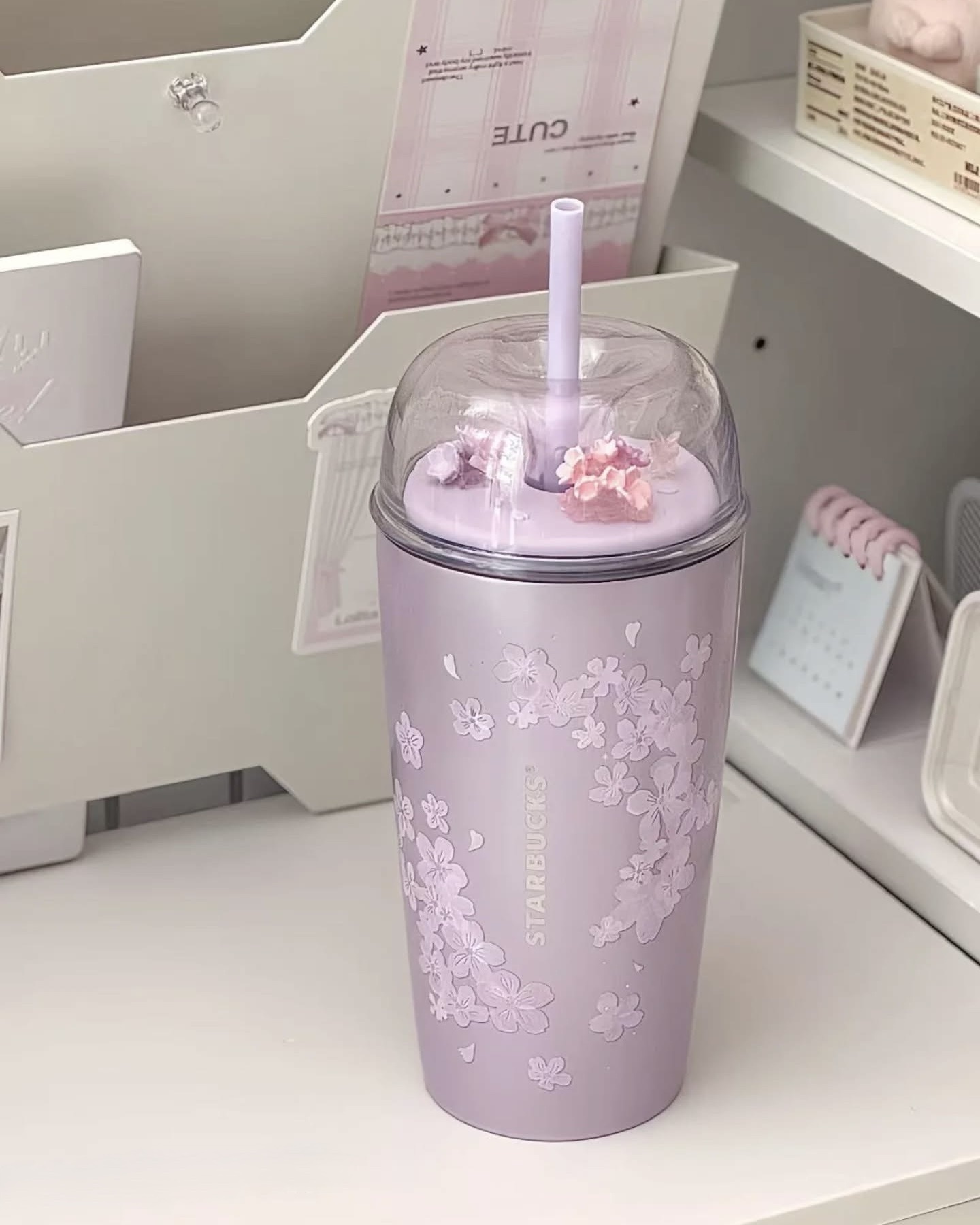STARBUCKS 星巴克 慕櫻翩翩系列 落櫻不鏽鋼杯 吸管杯 560ml