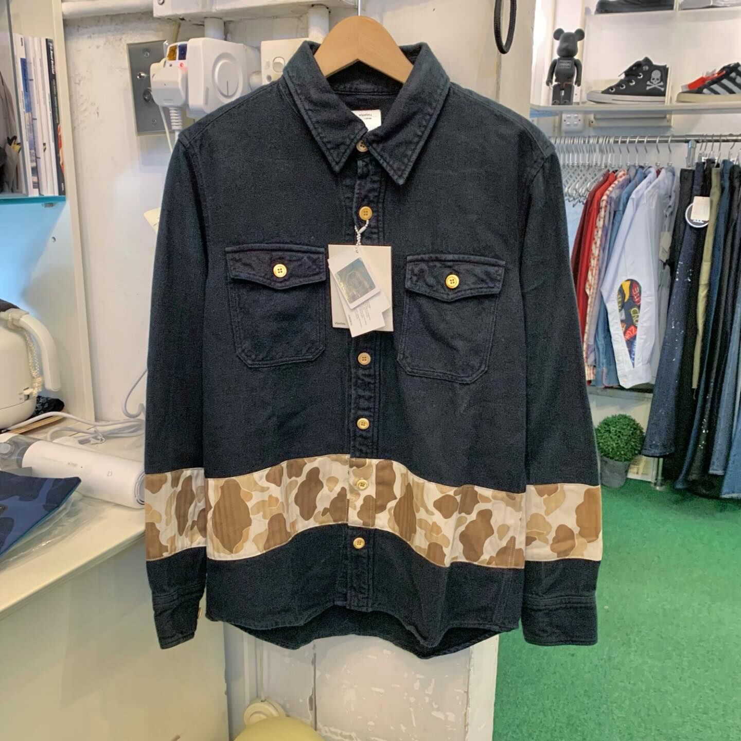 LAST SALE: VISVIM BLACK ELK FLANNEL BORDER CAMO (INDIGO OVERDYE) - INDIGO SIZE 1 IN STOCK NOW (現貨發售中)
