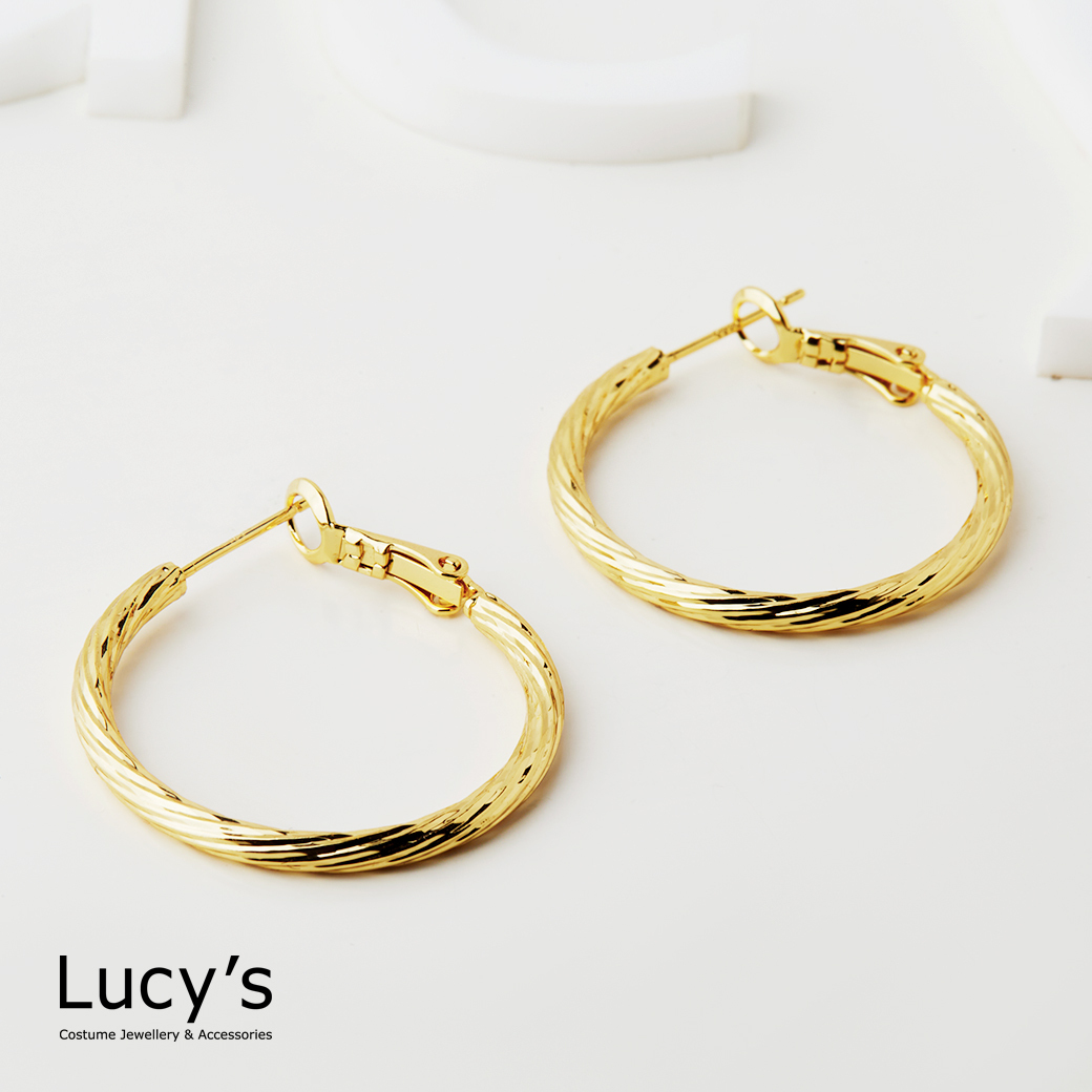 織紋 圈型耳環 (二色) (127802/127803)