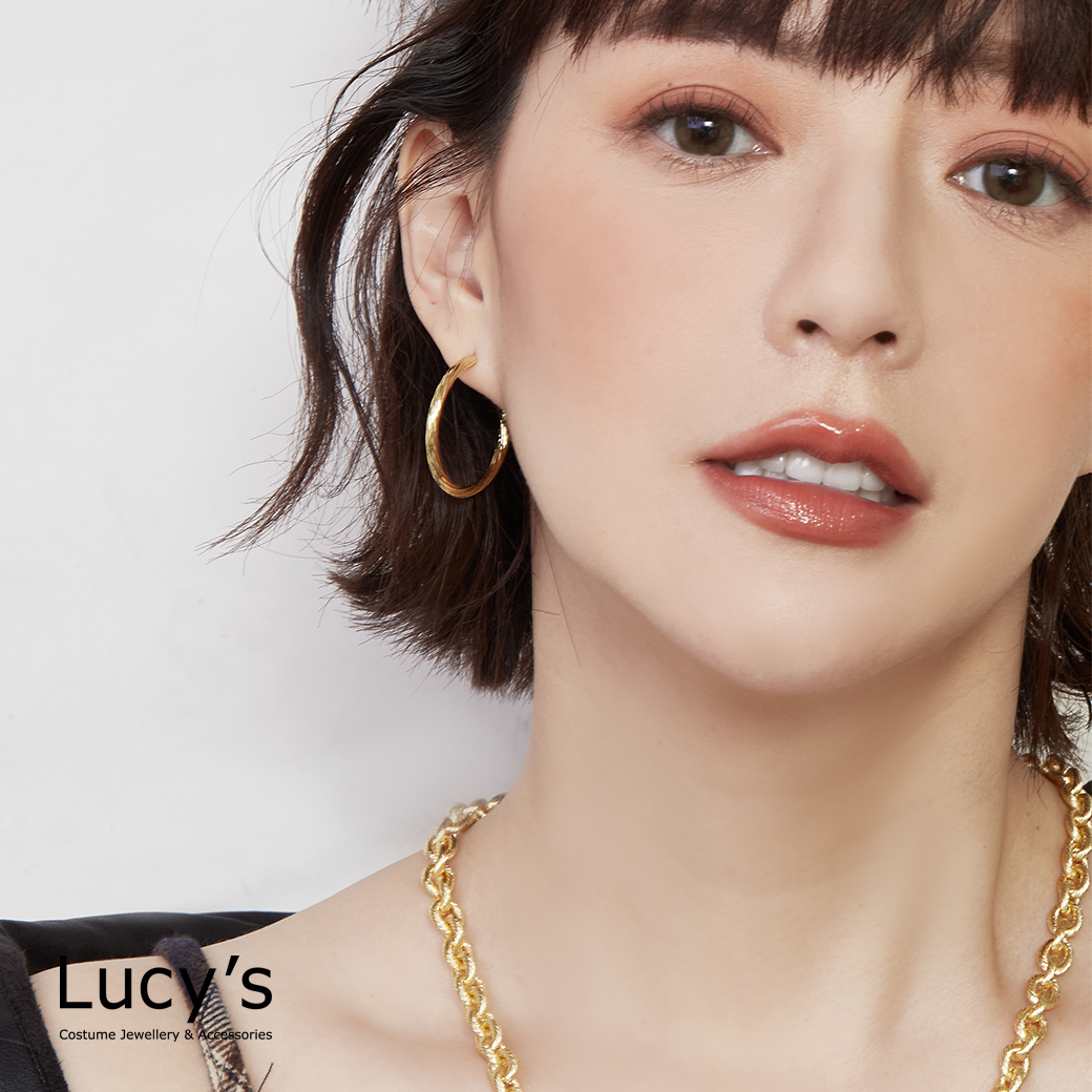 織紋 圈型耳環 (二色) (127802/127803)