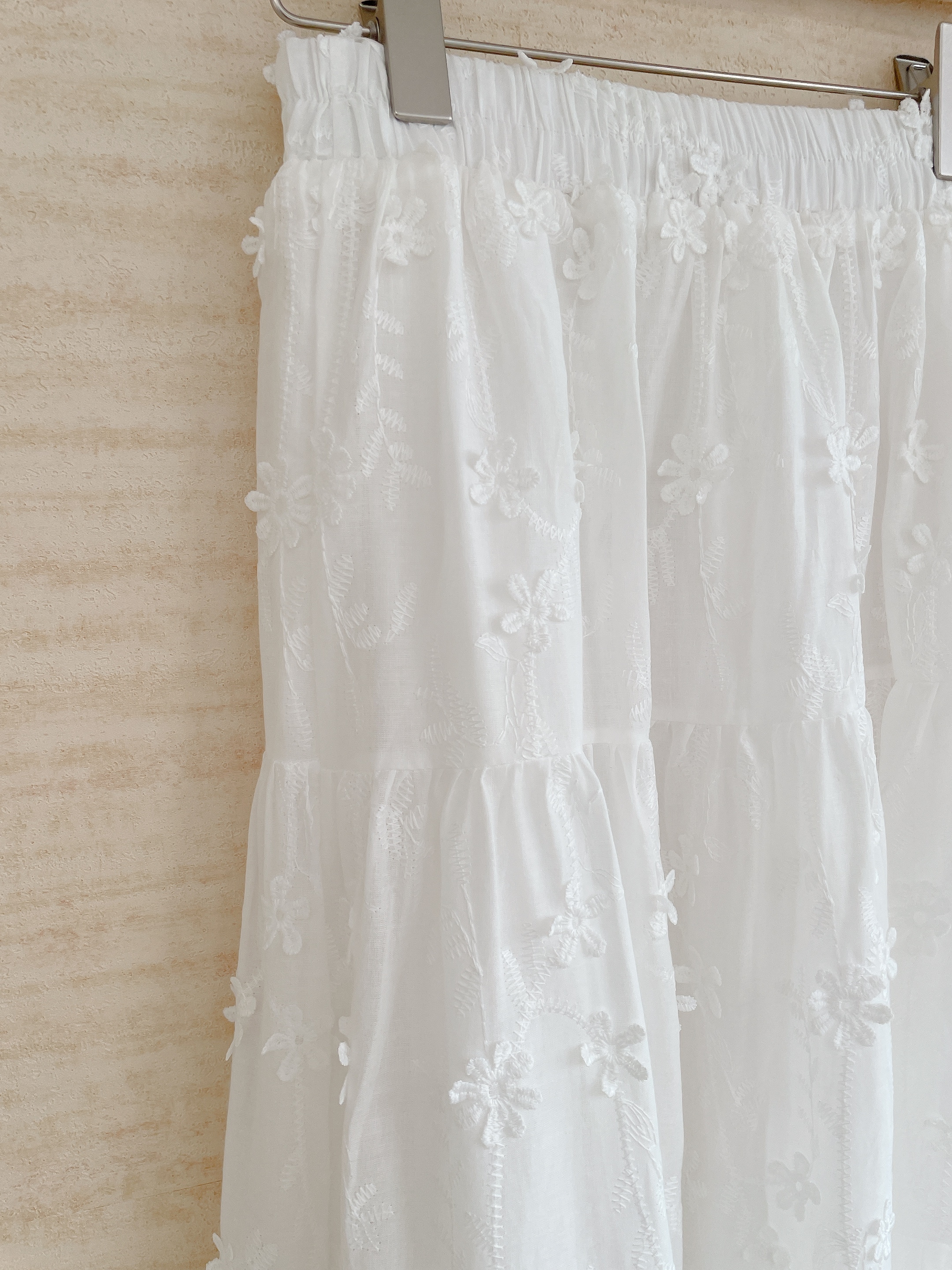 重工小花刺繡鬆緊長裙