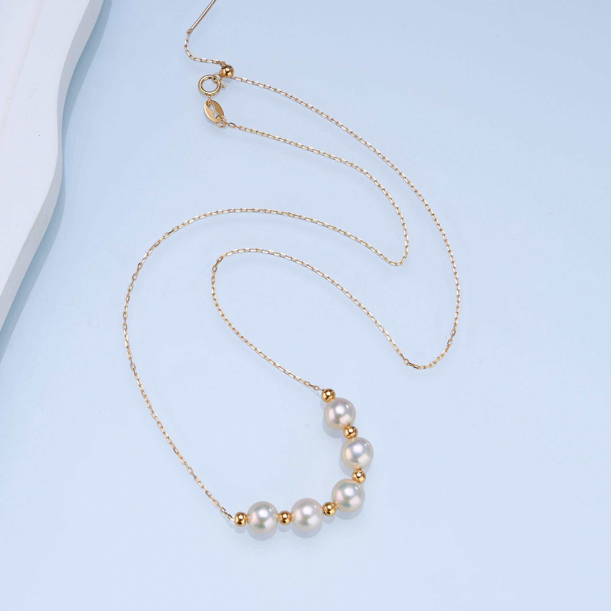 0421sz53-SZHK-PEARL-淡水微笑五珠項鏈(A4)