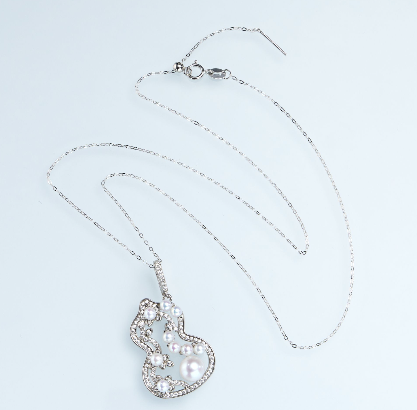 0421sz54-SZHK-PEARL-淡水大小珠葫蘆萬能扣+鏈(A5)