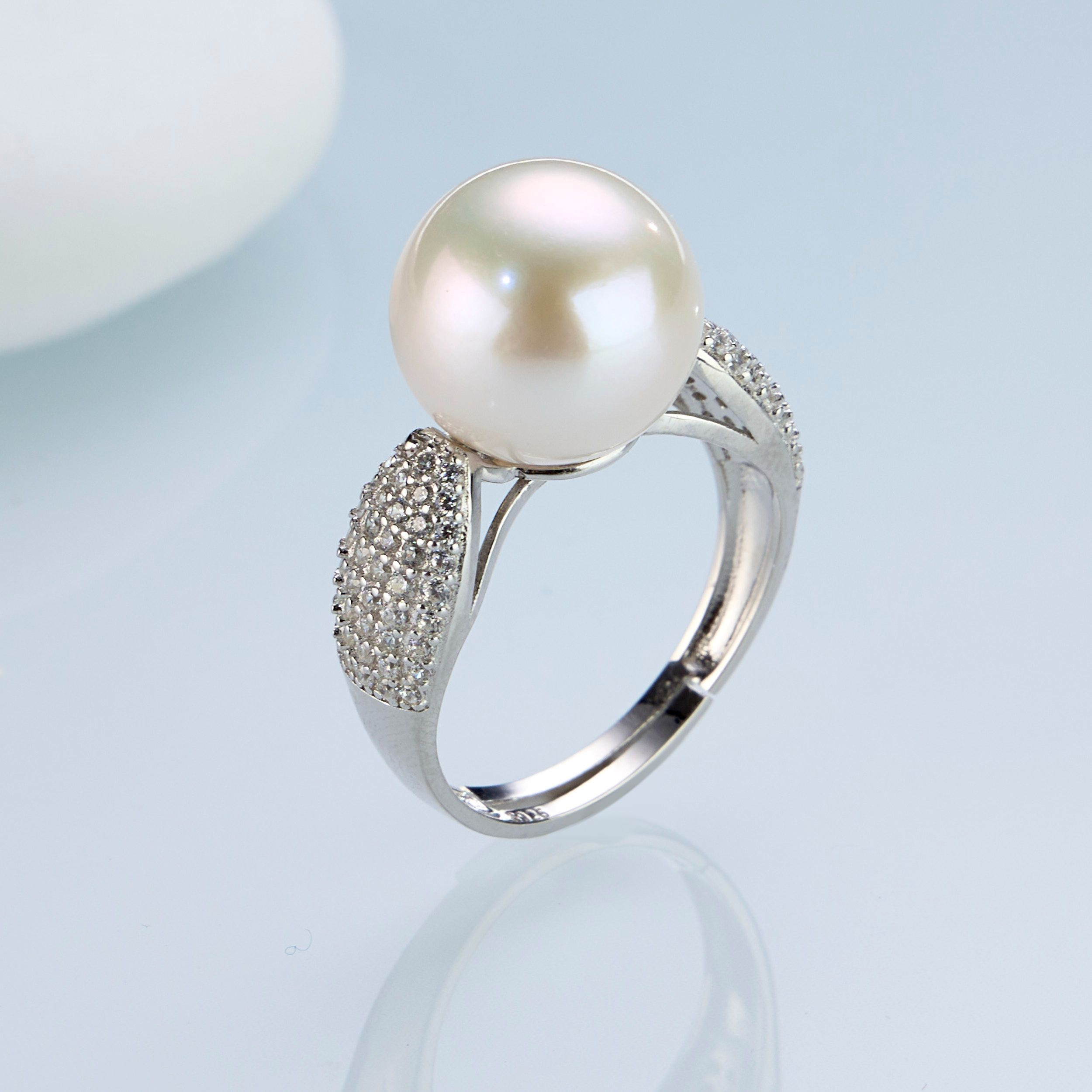 0421sz59-SZHK-PEARL-淡水大白水鑽戒指(A10)