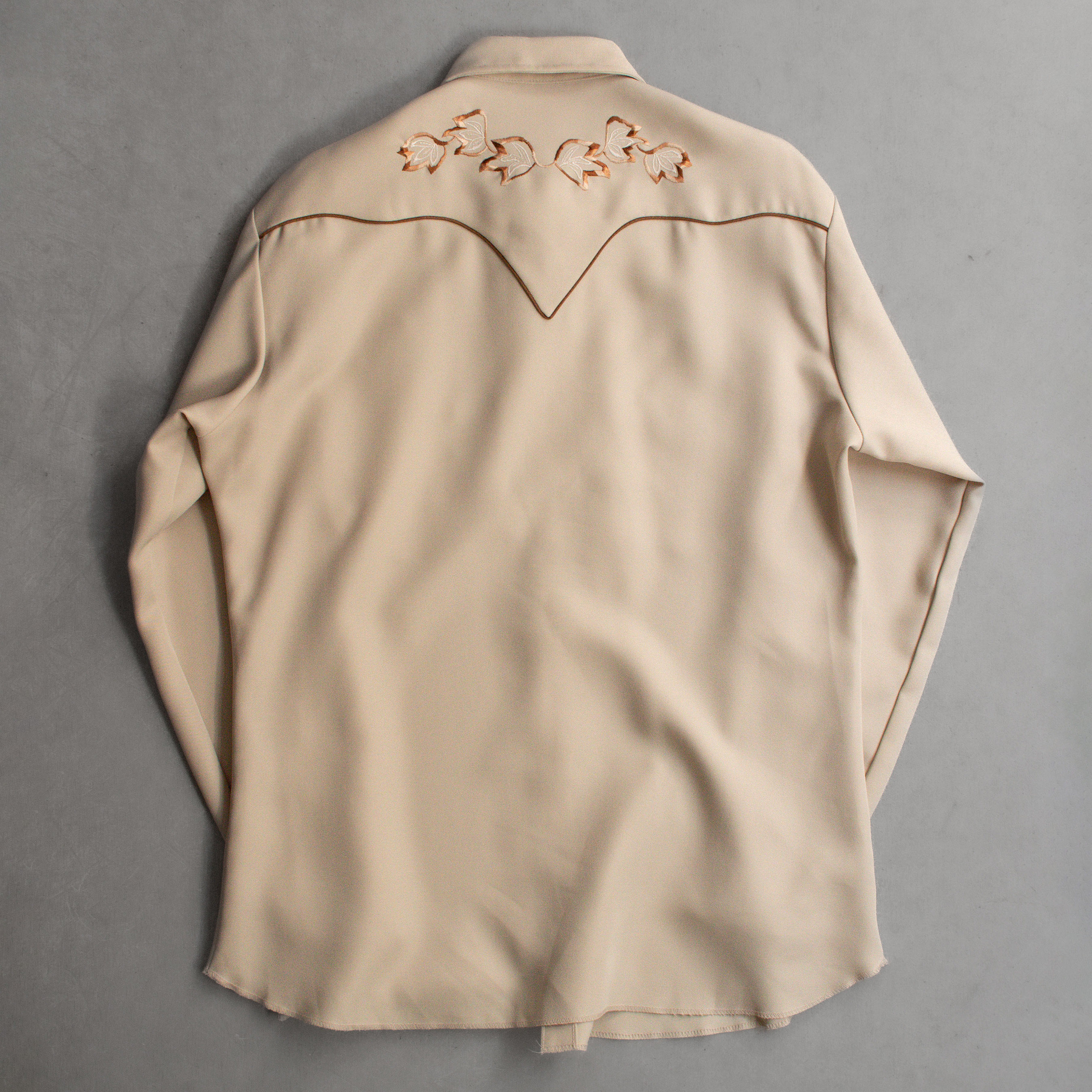 70S H BAR C WESTERN SHIRT 美國製 卡其 刺繡 長袖 西部 襯衫