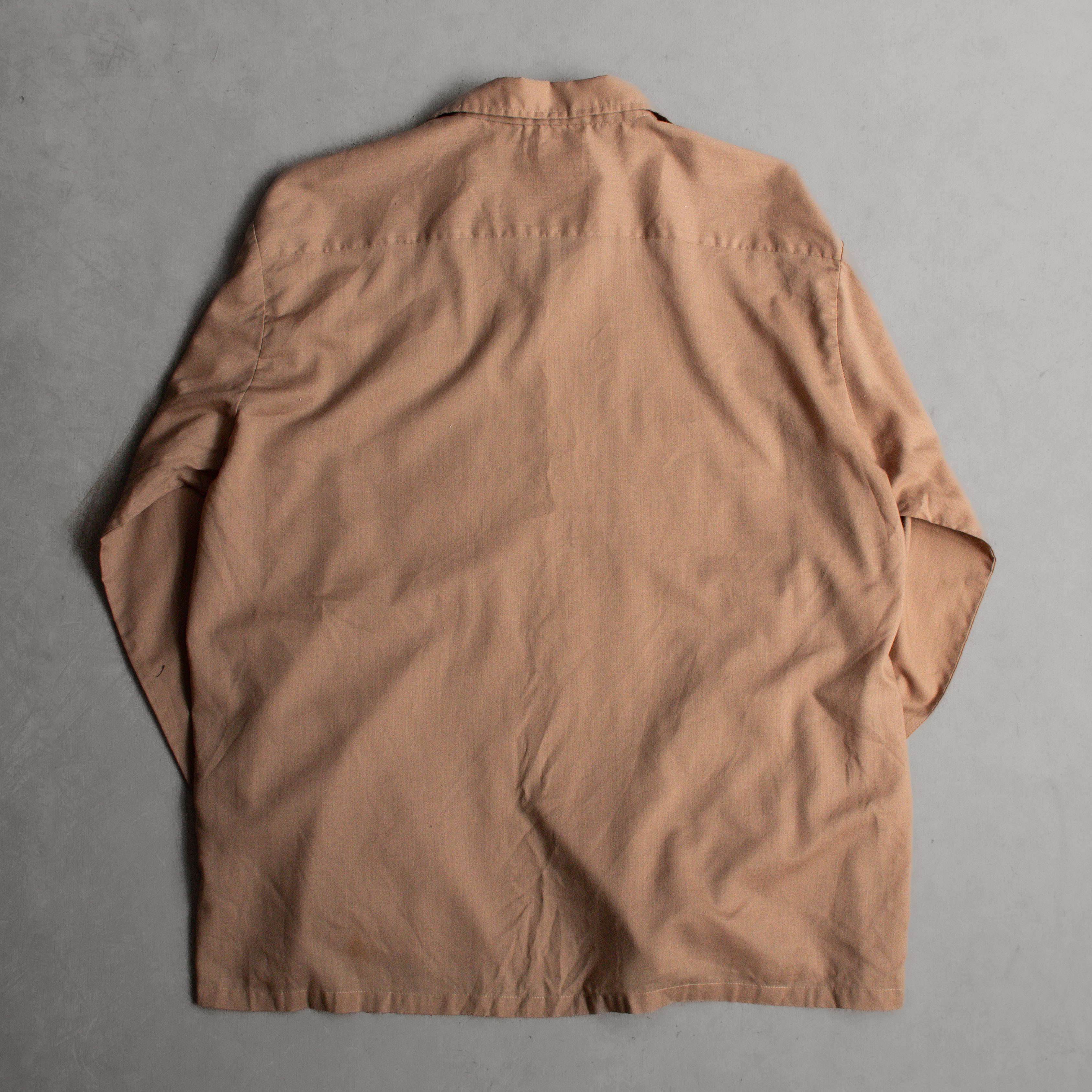 60-70S TOWNCRAFT OPEN COLLAR SHIRT 美國 駝色 素面 開領 長袖 襯衫