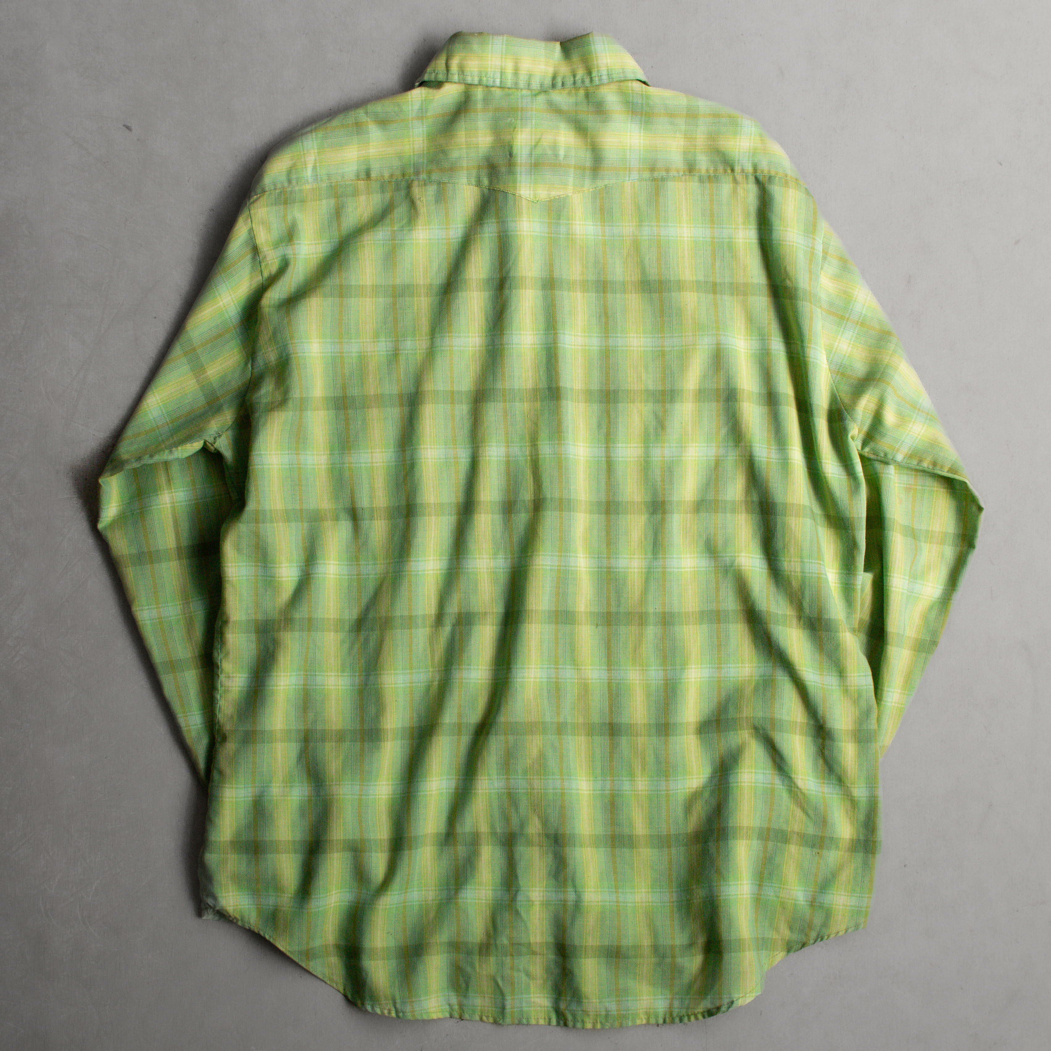 50S PECOS WESTERN SHIRT 美國製 綠色 格紋 劍領 長袖 西部 襯衫