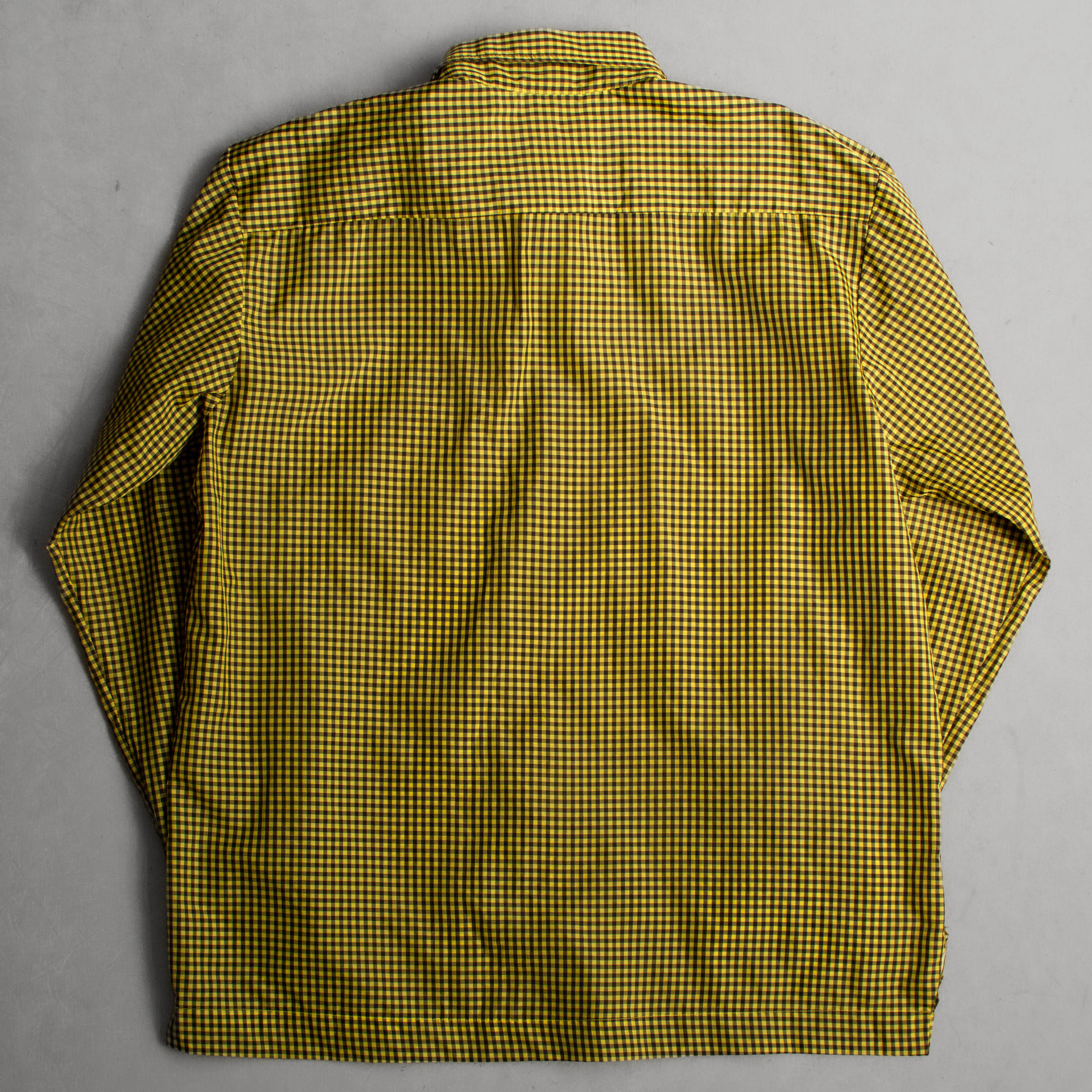 VINTAGE PLAID PULLOVER SHIRT 美國 黑黃 格紋 尼龍 扣領 長袖 套頭 襯衫