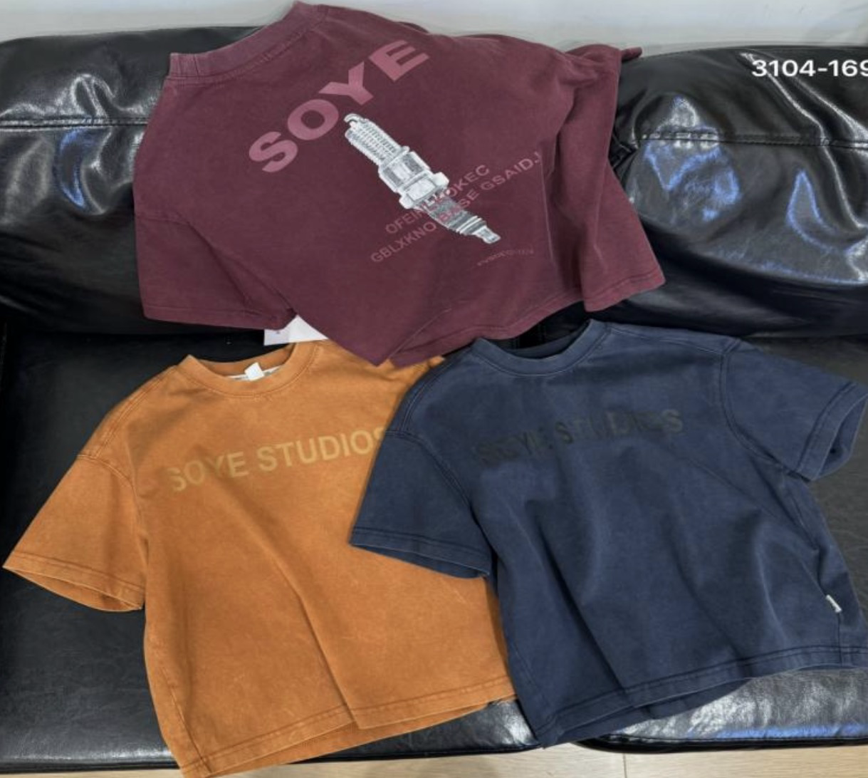 A04907設計師品牌水洗工藝字母上衣