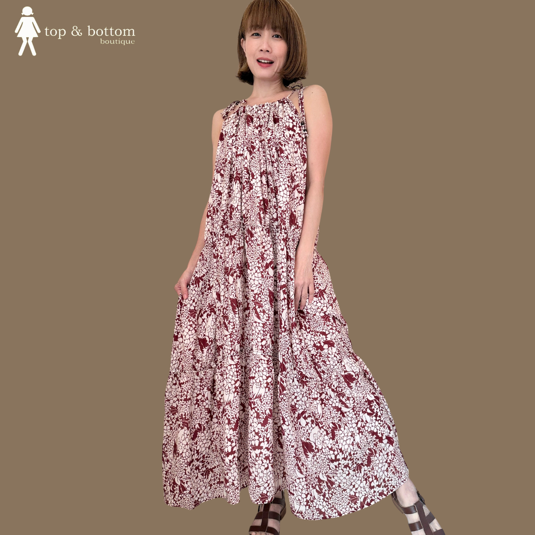 HALTER NECK FLORAL LONG DRESS