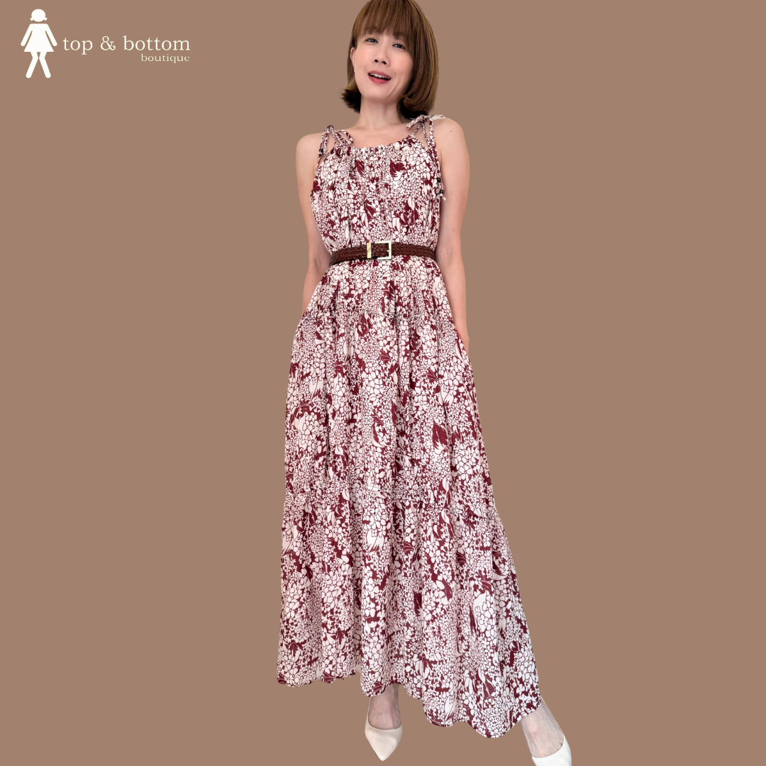 HALTER NECK FLORAL LONG DRESS