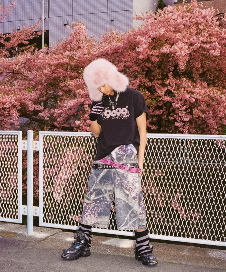 Sakura Embroidered Slub Buggy Jorts