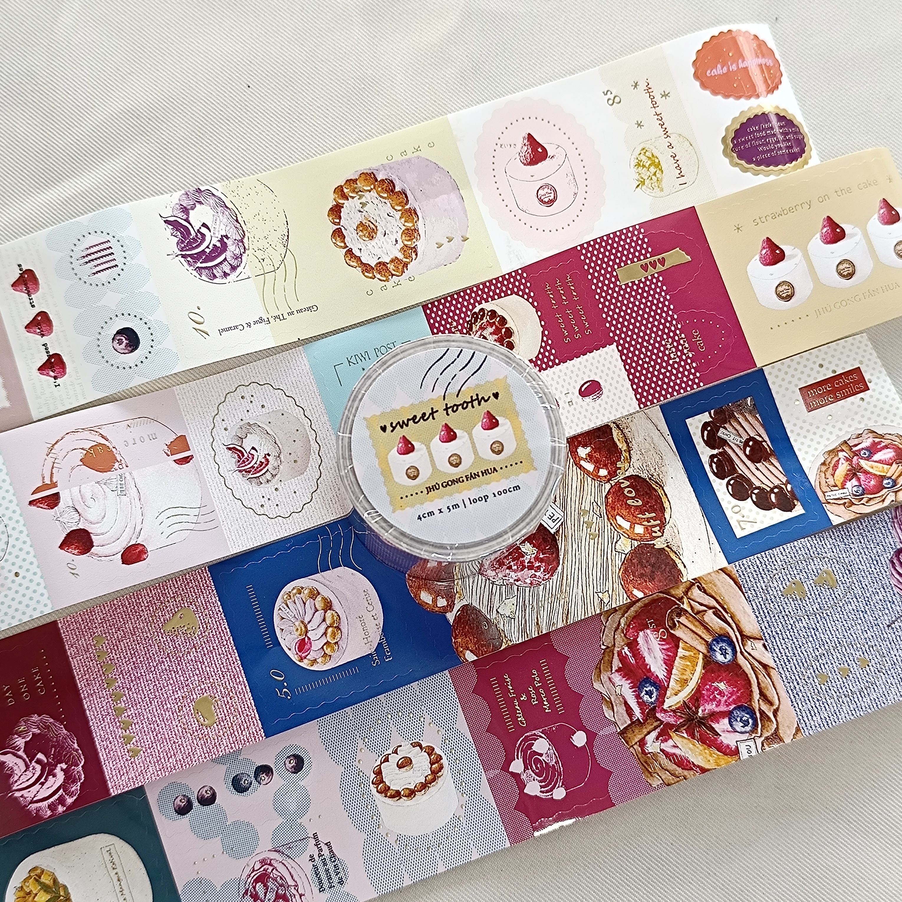 竹工凡花．sweet-tooth 燙金郵票貼紙捲 <整捲/分裝>