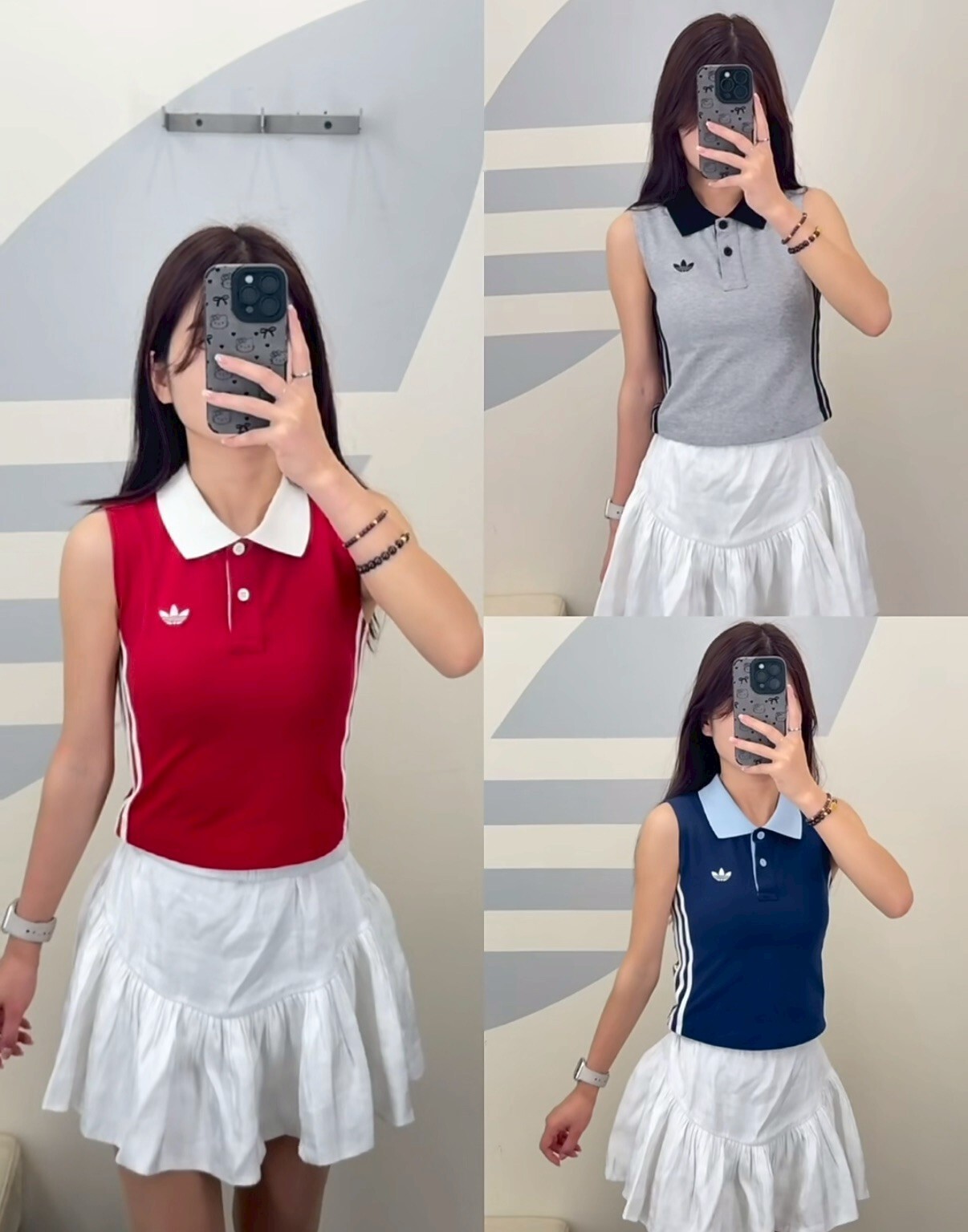【Luxury】 ADIDAS ORIGINALS 愛迪達POLO運動背心 三色 POLO衫短袖 KY5693 KY5694 KY5695 女 POLO背心 運動背心 深藍 亞版 領口設計
