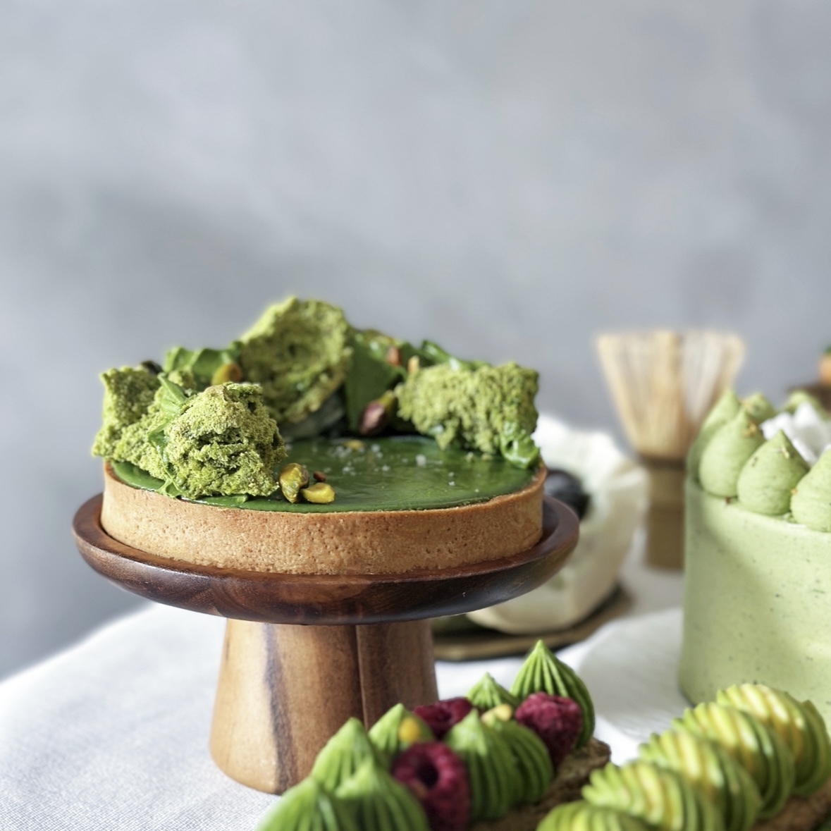 🌿 抹形｜龍膽抹茶塔