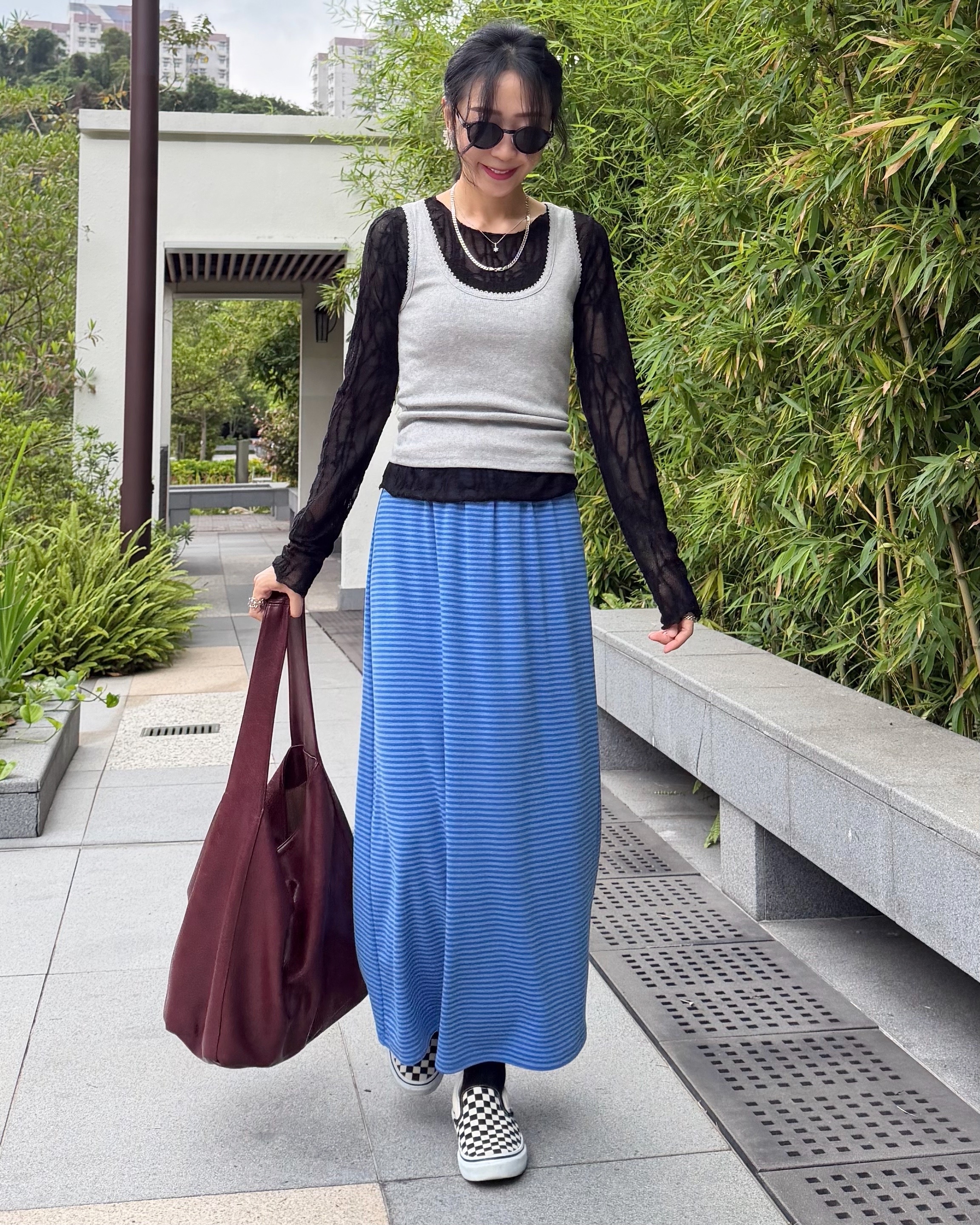 4月新品♥全橡筋腰cotton橫間Sk