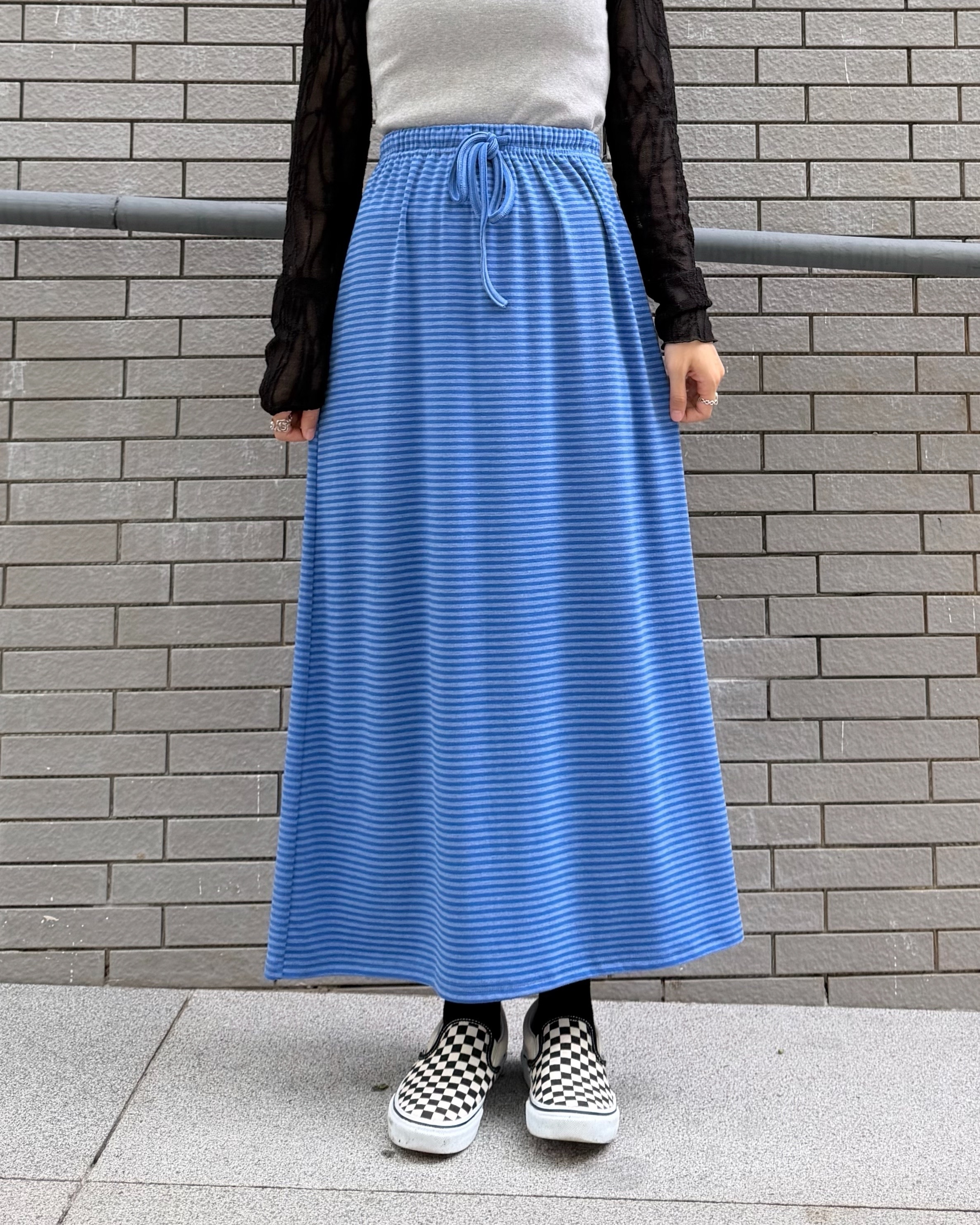 4月新品♥全橡筋腰cotton橫間Sk