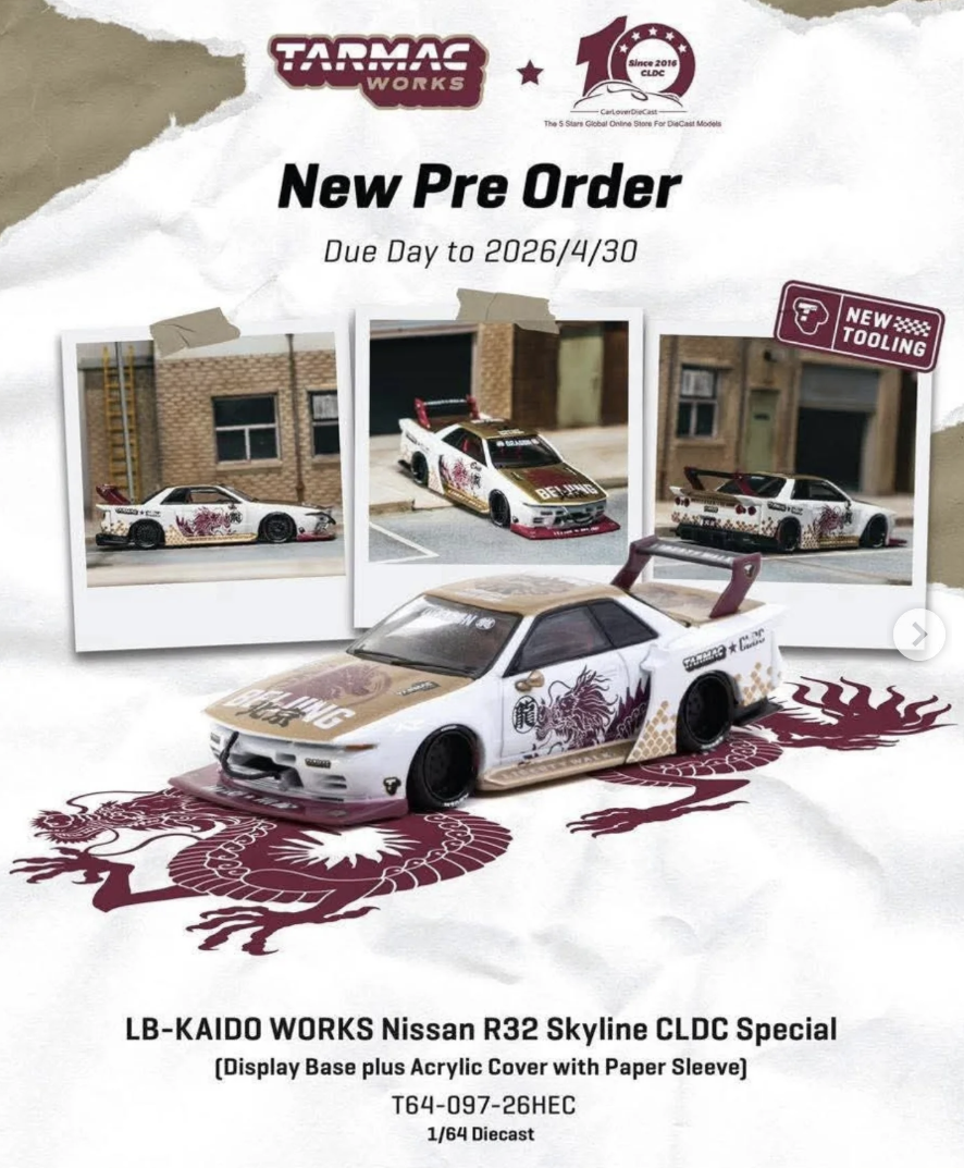預訂 Pre Order - Tarmac Works x LB Kaido Works Nissan R32 Skyline CLDC Special