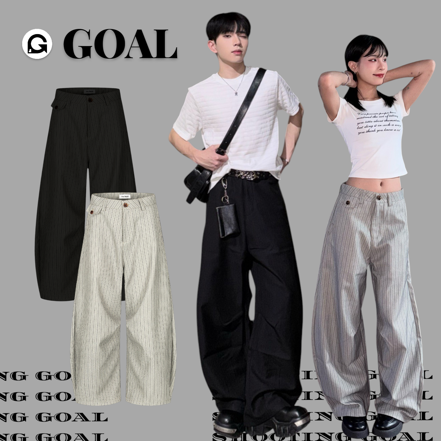 (GOAL) 美式老錢風條紋西裝落地彎刀褲 CK6893