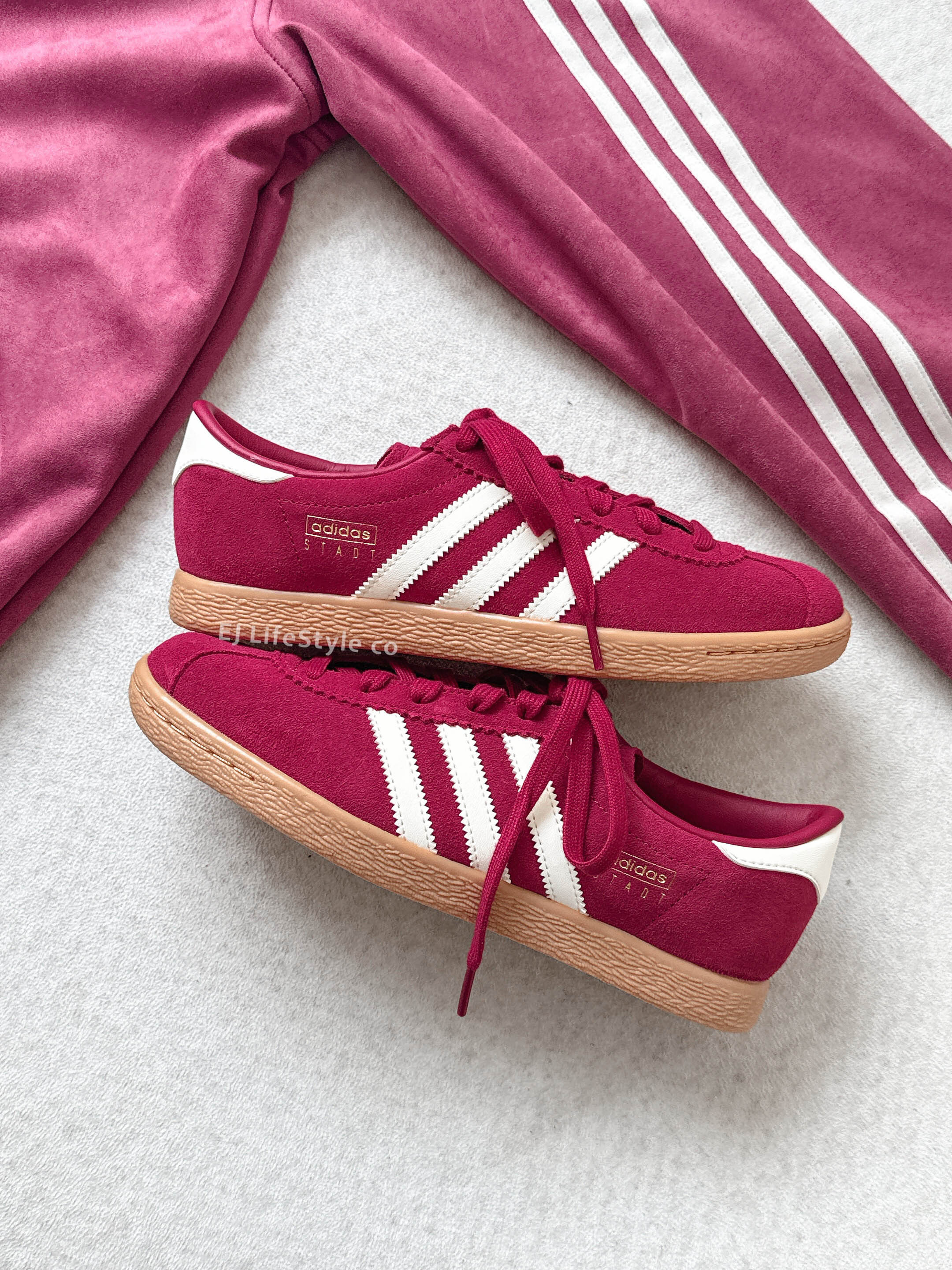 ADIDAS ORIGINALS STADT 胭脂紅 紅色 紅白 焦糖底 男鞋 JQ2477 / 預購