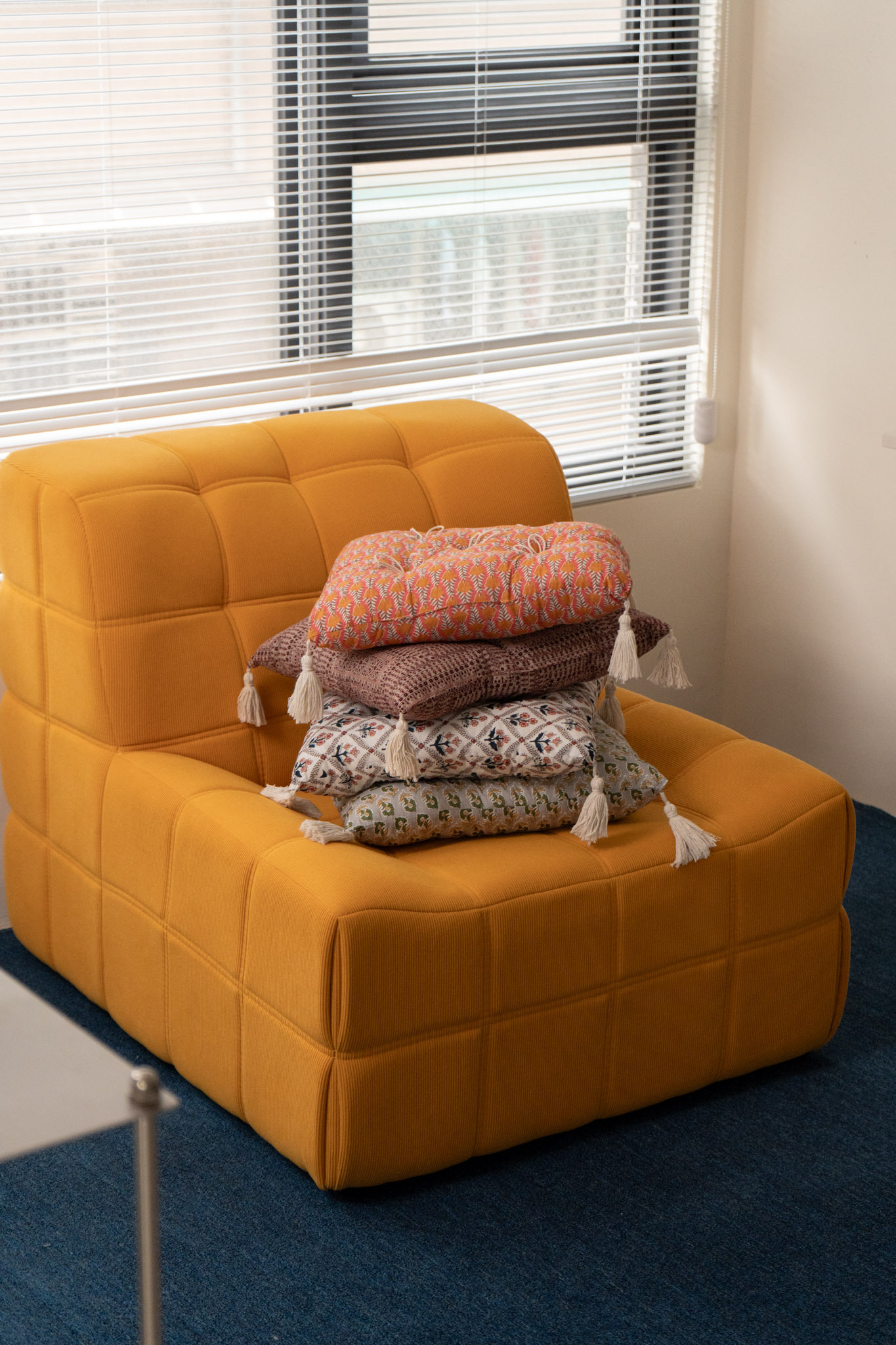 加厚法式鄉村手工印染流蘇坐墊